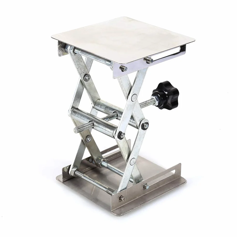 Laboratoryjna Platforma Podnosząca, 100X100mm Laboratoryjny Podnośnik Nożycowy ze Stali Nierdzewnej stół Podnośny do Chemicznego Fizycznego Eksperymentu Biologicznego