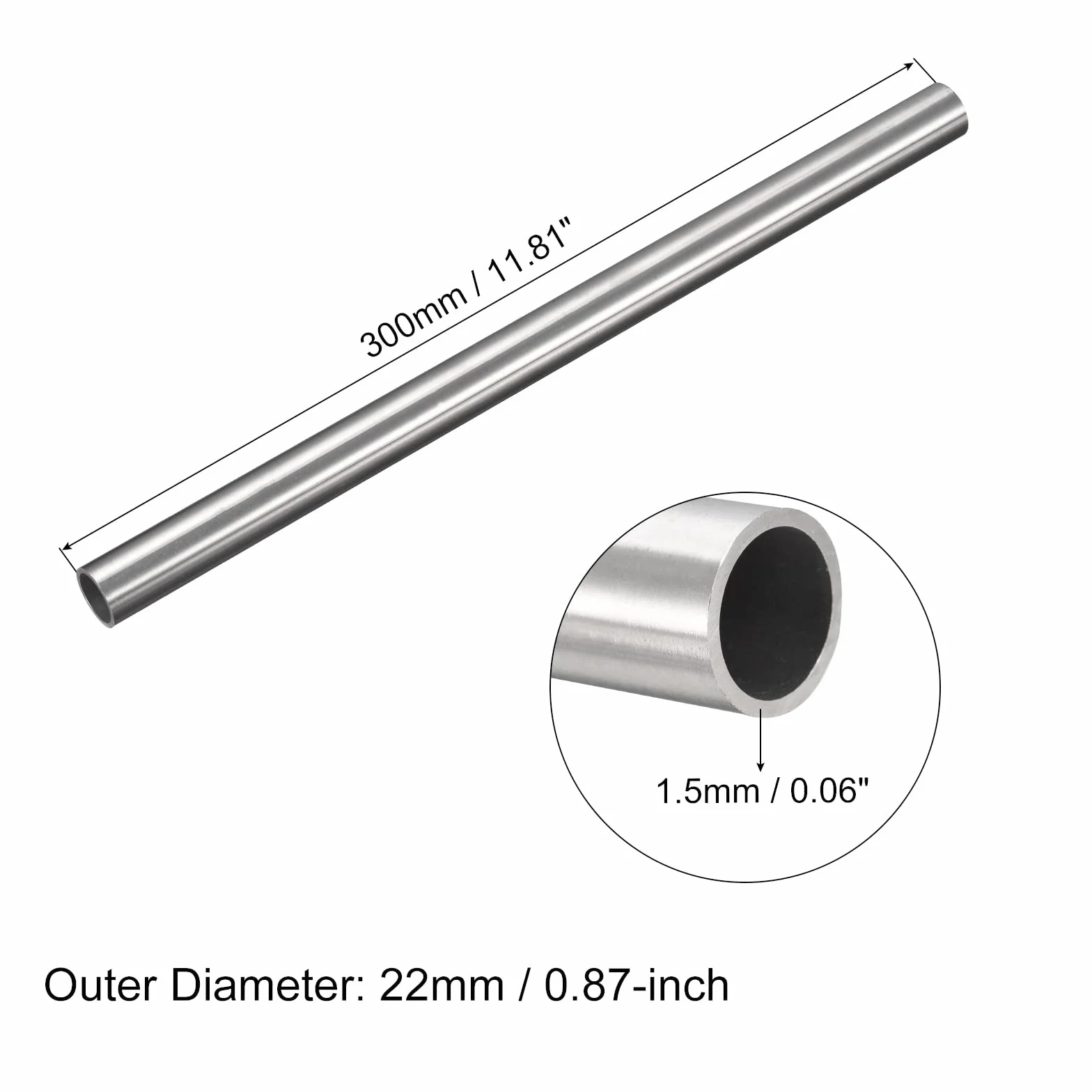 QUARKZMAN Rura ze stali nierdzewnej 304 OD 22 mm x 1,5 mm grubość ścianki 300 mm długość metalowe węże do maszyn przemysłowych