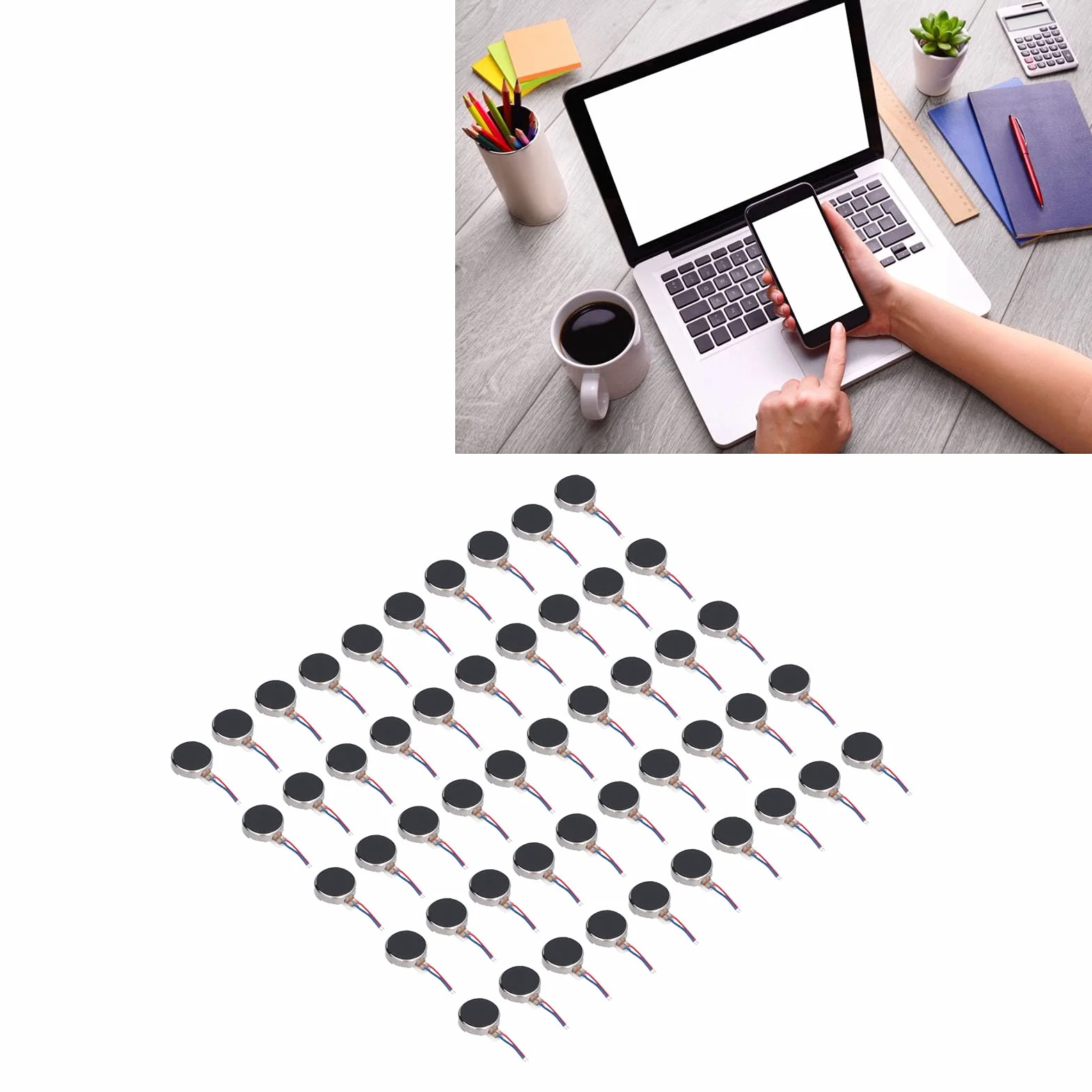 50pcs Mini DC Vibration Motor 3V 10x2.7mm Low Noise Micro Motor for Arduino