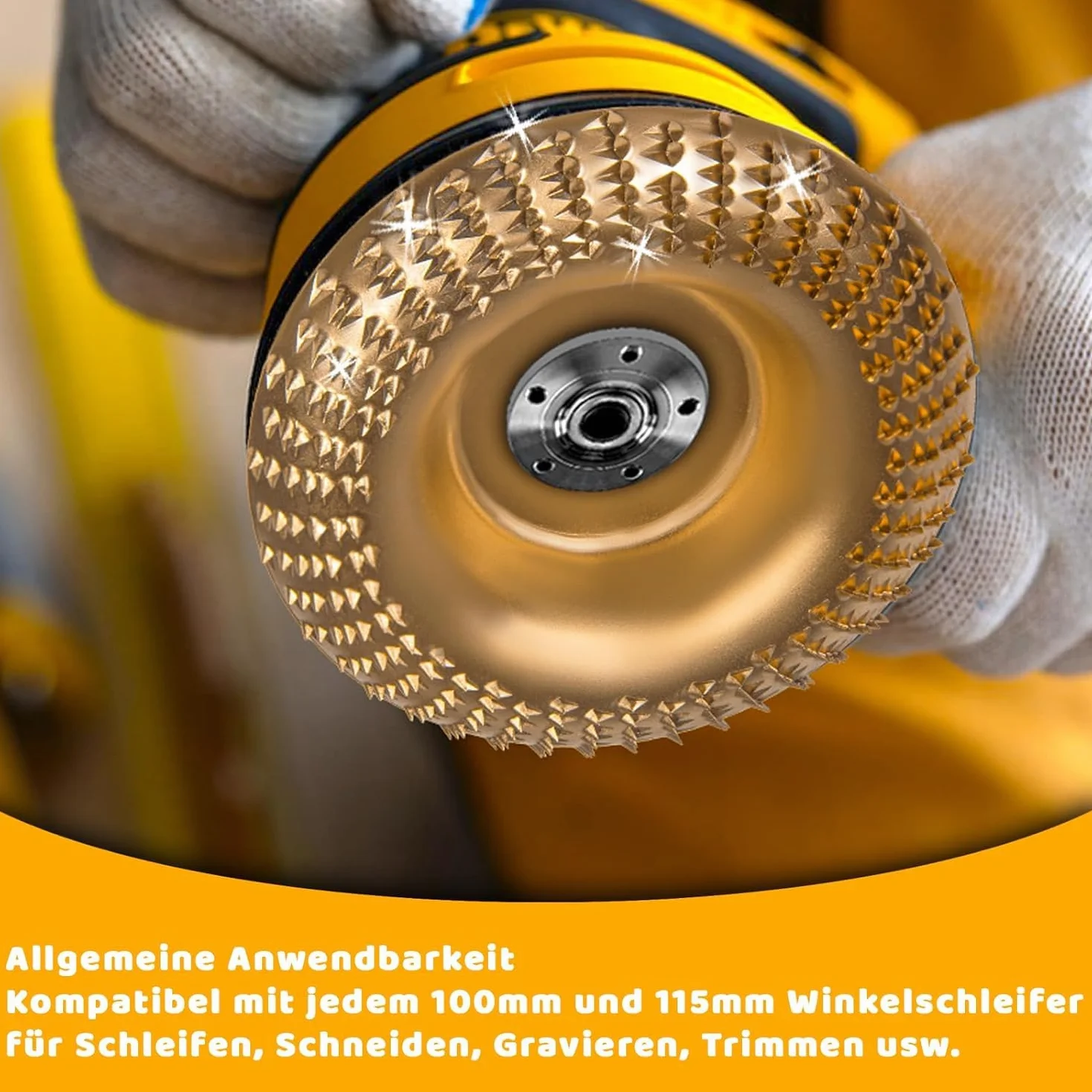 4 tarcze frezarskie do szlifierki kątowej do drewna 115/125 mm, szlifierki kątowe z 7/8 cala (22 mm) do szlifierek kątowych, do drewna, do szlifowania i cięcia (złote)