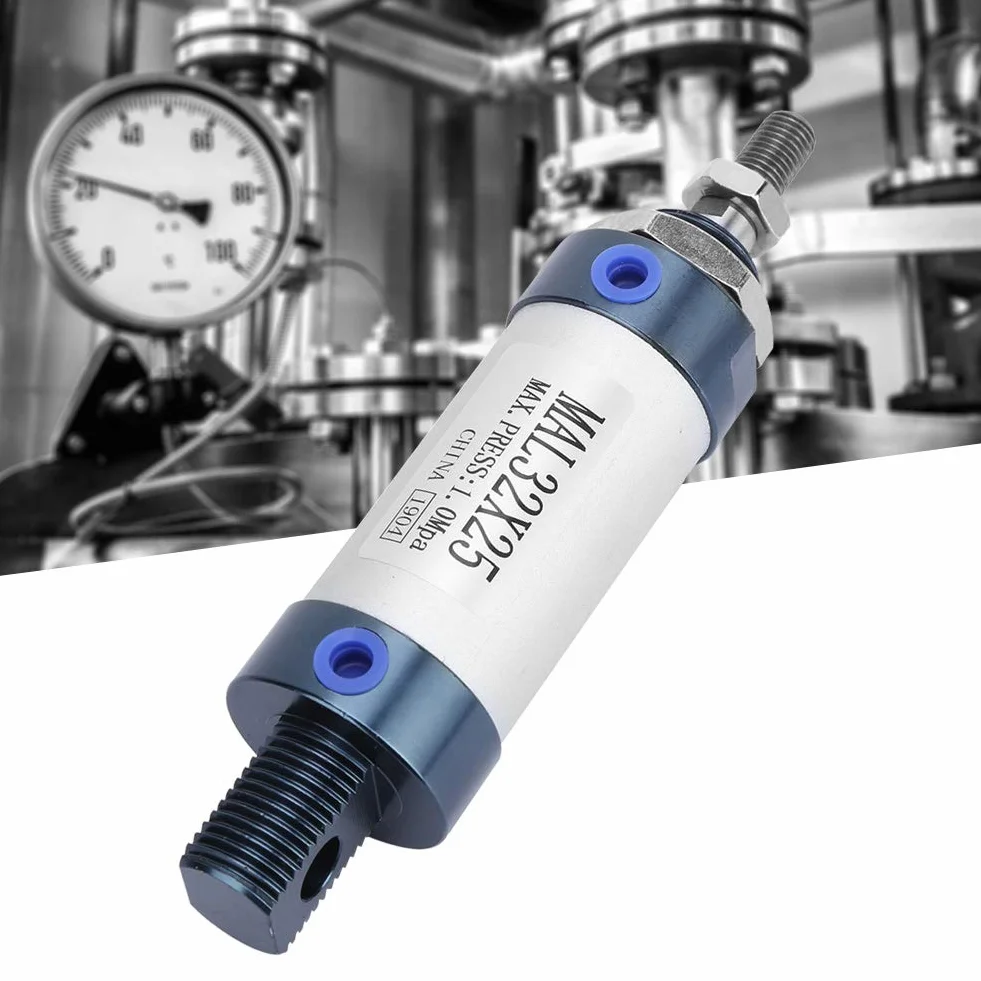 Siłownik pneumatyczny z pojedynczym prętem, stop aluminium, skok 25mm
