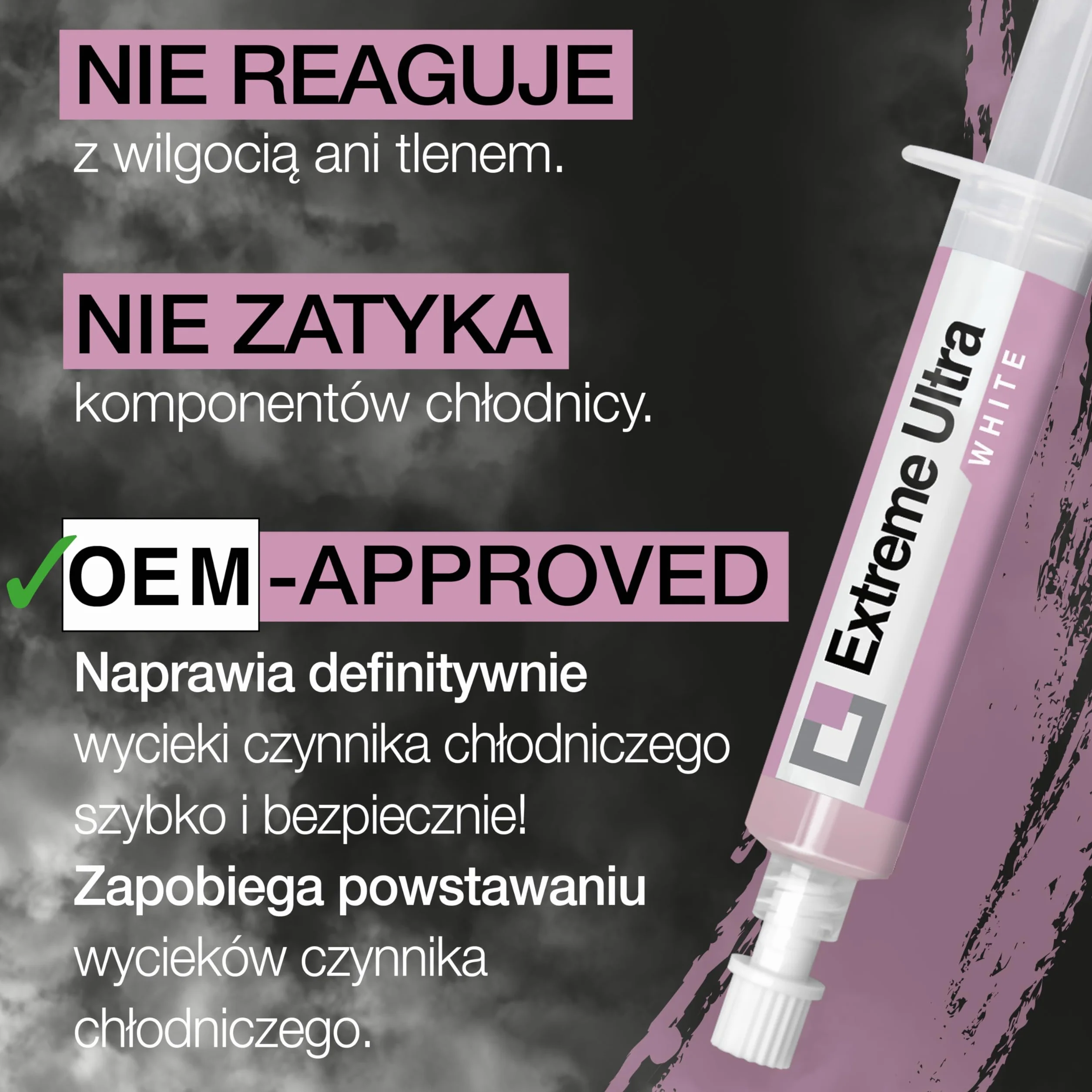 Errecom Extreme Ultra White, Uszczelniacz do Lodówek ze sprężarką hermetyczną i czynnikami R600 - R290 – R134a, strzykawka o pojemności 6 mL, w zestawie brak adapterów