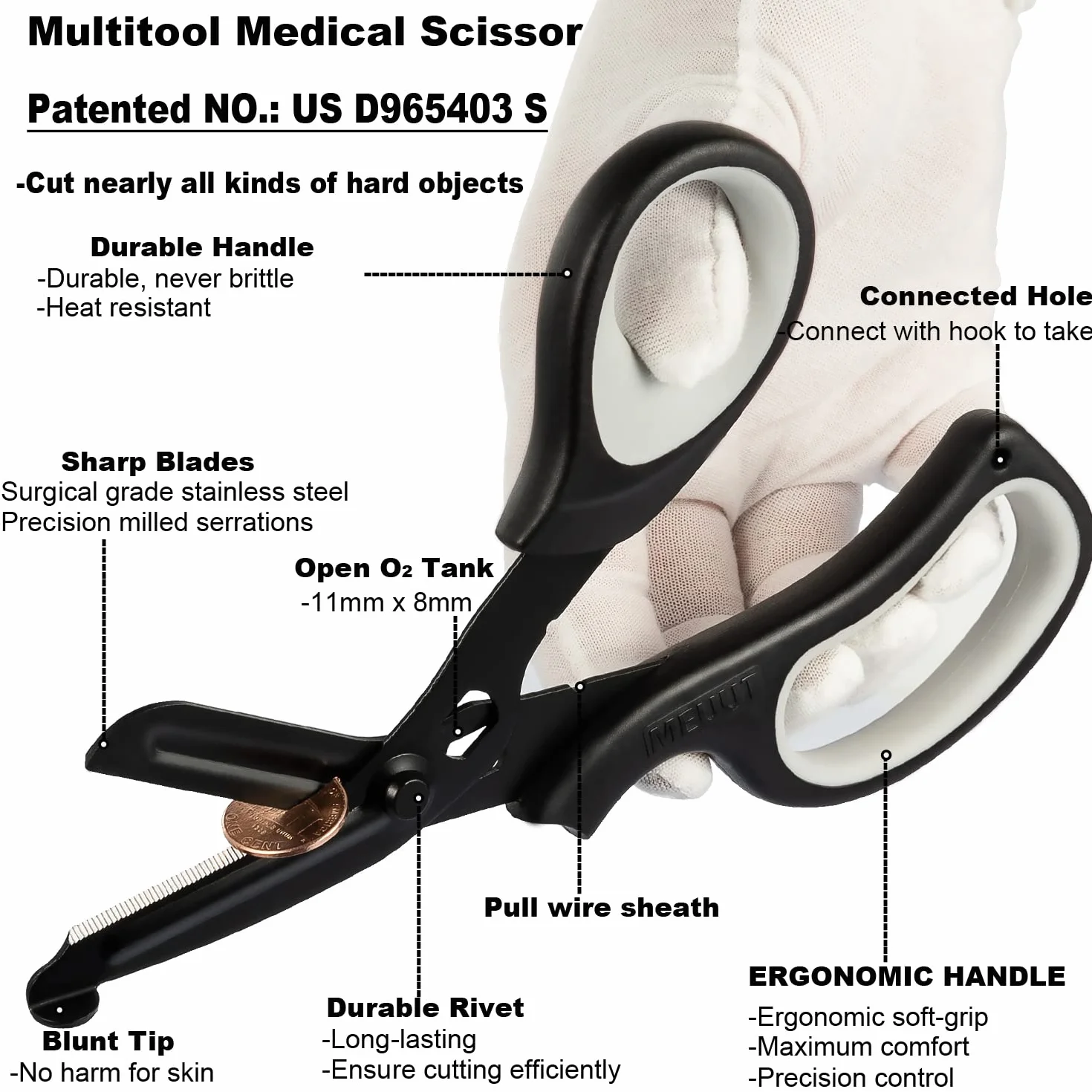 Medical Scissors Trauma Shears - 8 inch Surgical Grade EMT Scissors for Doctors Nurses