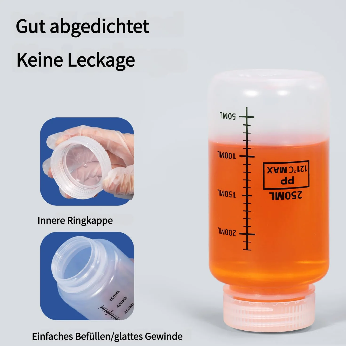 Butelki z odczynnikiem PP ze skalą 500 ml odporne na chemikalia