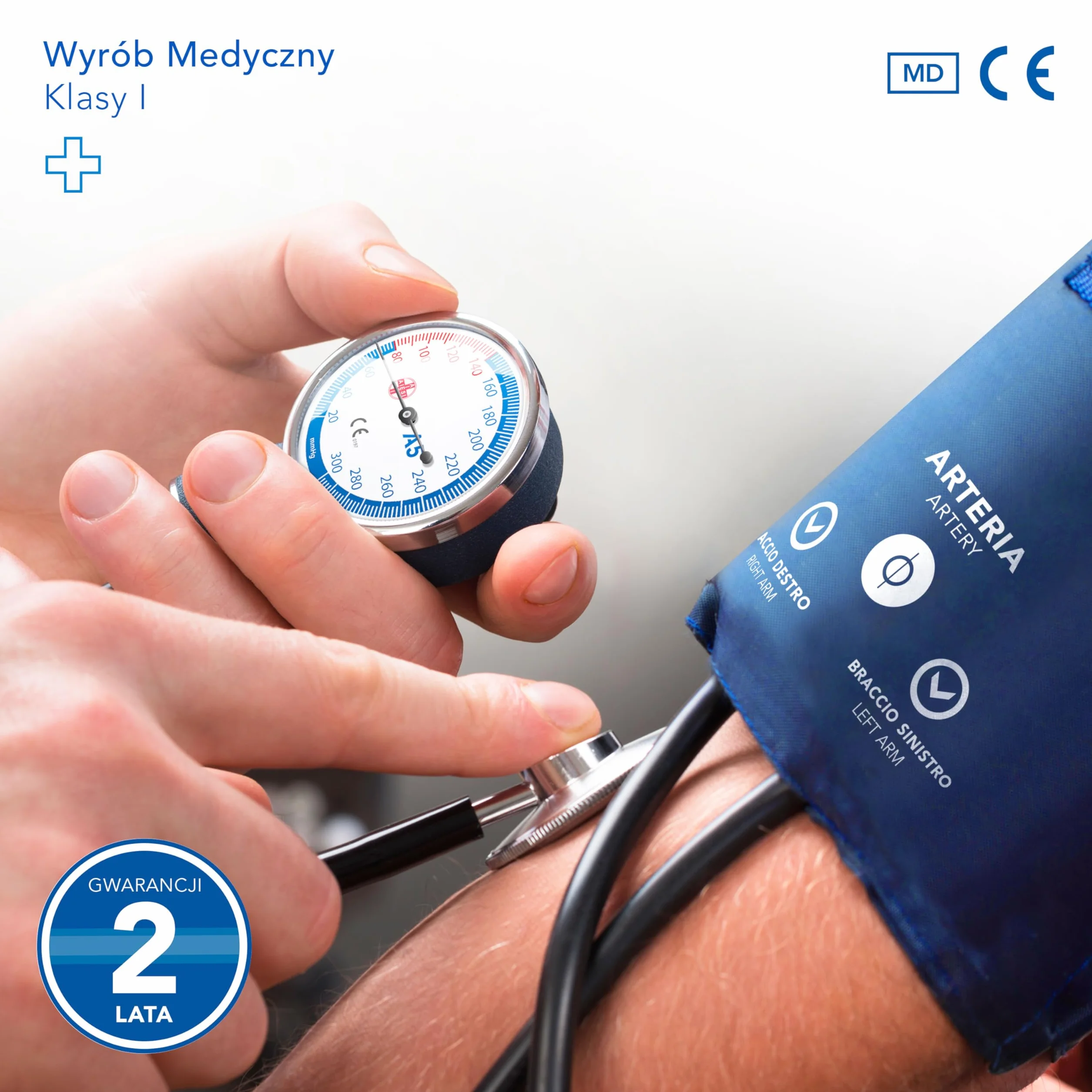 AIESI® Stetoskop z płaską główką Professional dla dorosłych, kolor czarny DOCTOR SCOPE, 24 miesiące włoskiej gwarancji