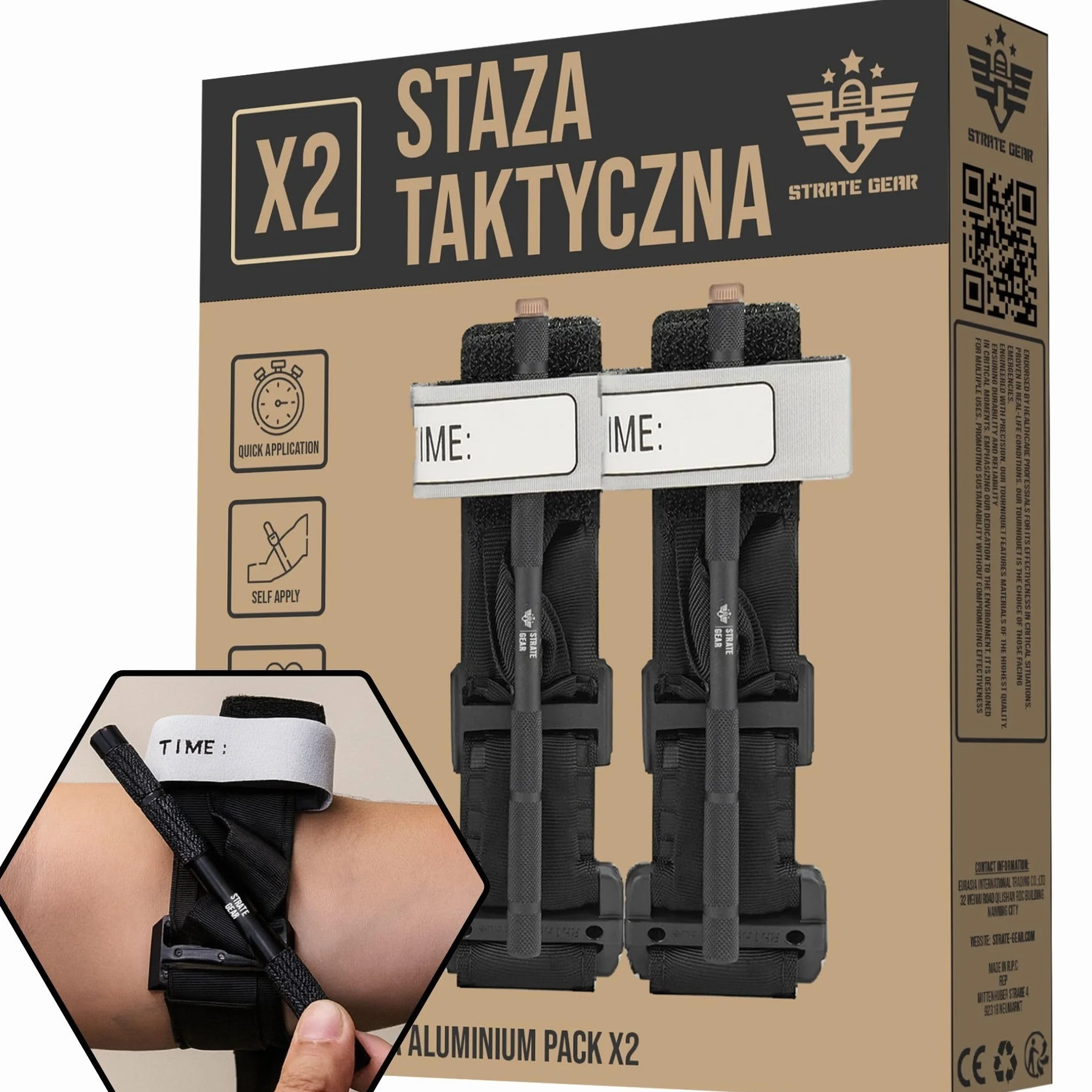 Taktyczny Opaska Uciskowa Tourniquet Strate Gear Zestaw 2x Ratownictwo Medyczne
