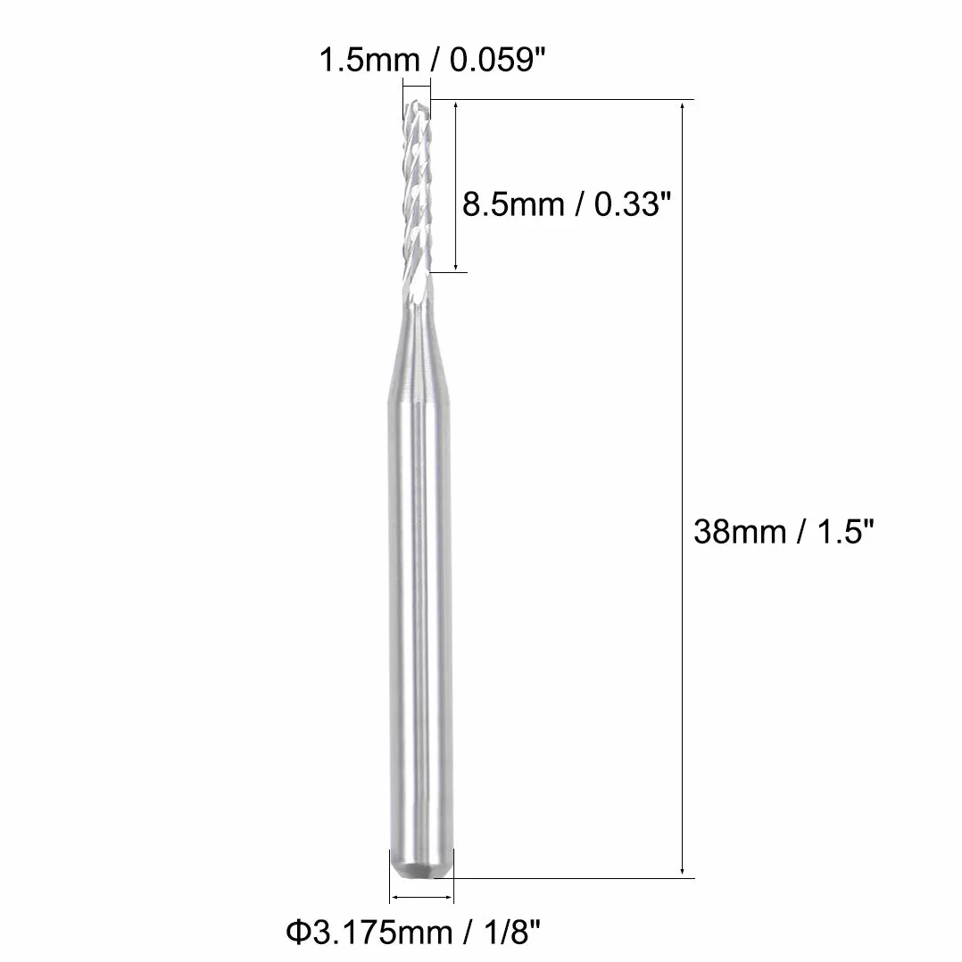 sourcing map 10 sztuk 1,5 mm frez trzpieniowy z twardego metalu do grawerowania płytek drukowanych, trzpień 1/8"