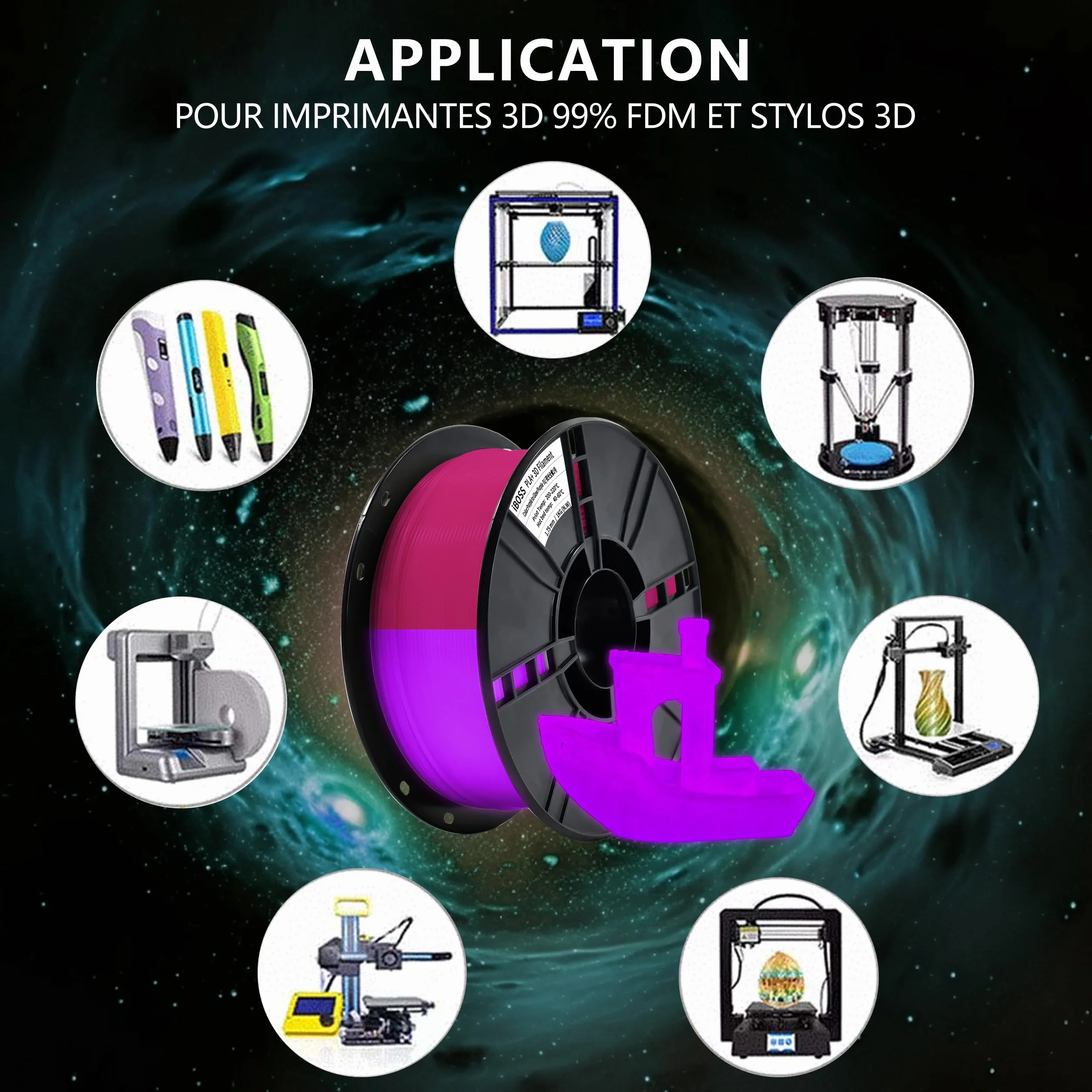 iBOSS PLA+ Filament PLA PLUS, drukarka 3D Filament PLUS, dokładność wymiarowa 1,75 mm +/- 0,02 mm, 1 kg, 2,2 funta, jasny fioletowy