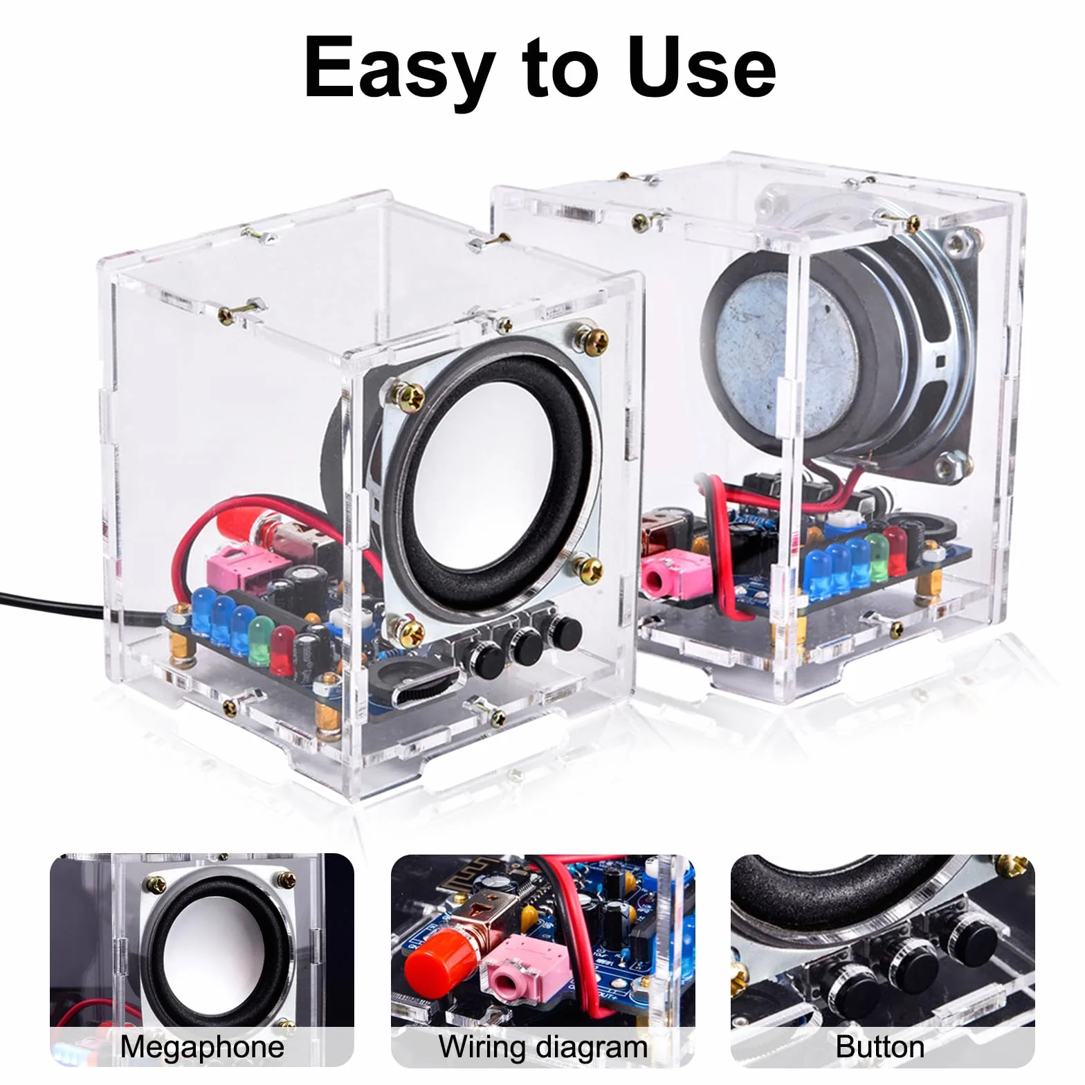Heemol Mini wzmacniacz audio Production Kit DIY Small Speaker Parts Small Power Amplifier z obudową akrylową