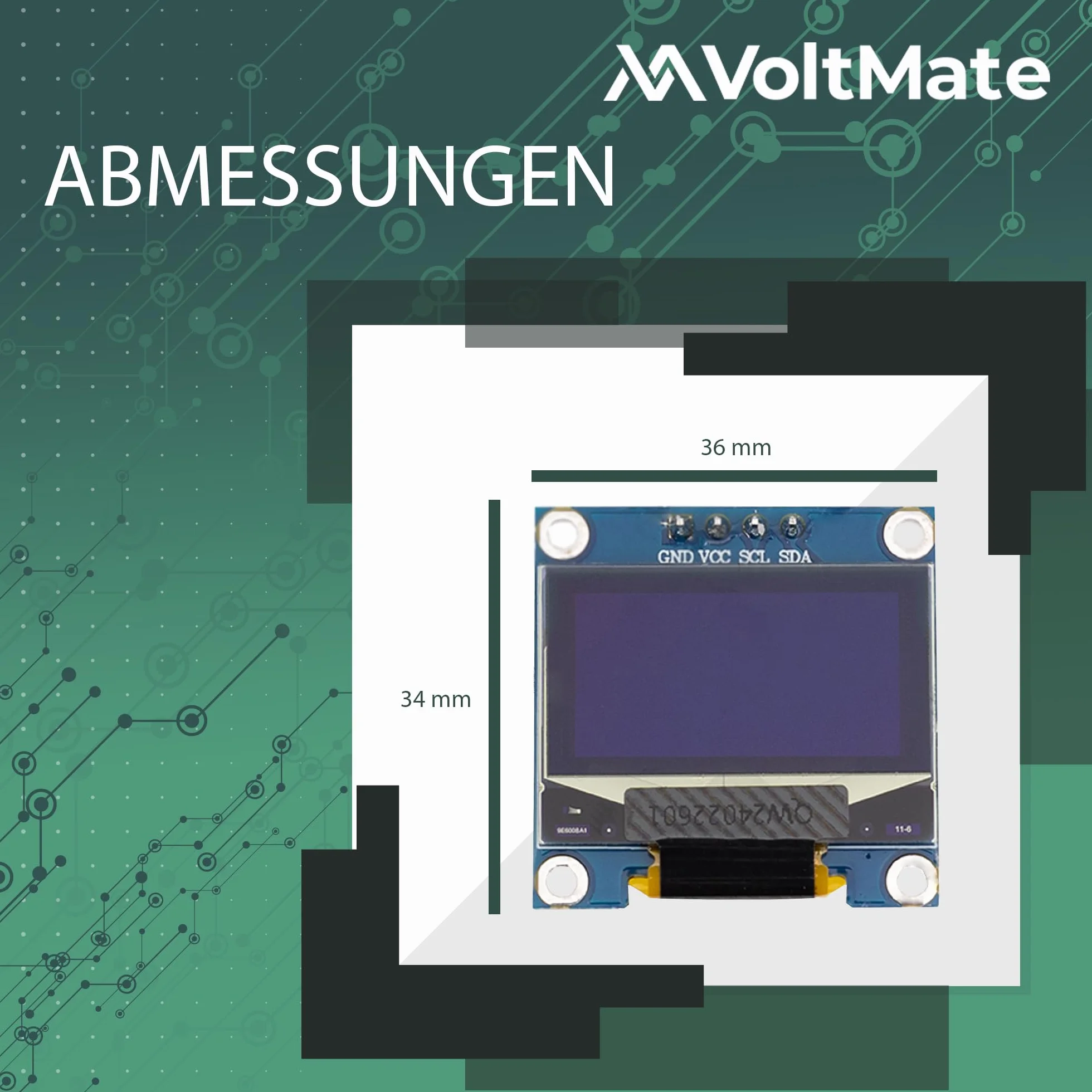 VoltMate wyświetlacz OLED I2C 128x64 pikseli SSH1106 Arduino Raspberry Pi