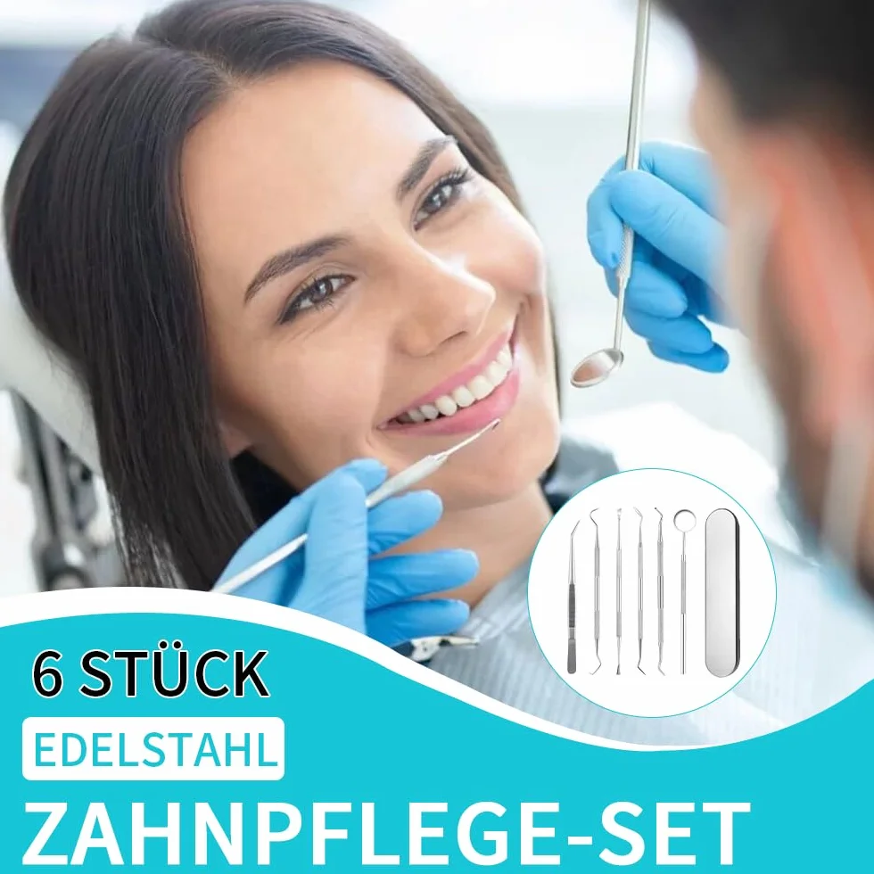 Dreamil Zestaw 6 sztuk do czyszczenia zębów, zestaw do czyszczenia zębów, sztućce dentystyczne, stal nierdzewna, lusterko dentystyczne, lustro jamy ustnej, pęseta do zębów, sonda dentystyczna