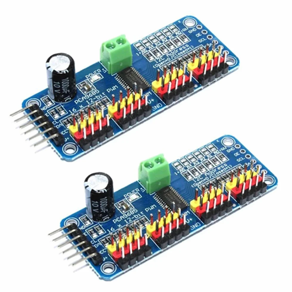2 szt. PCA9685 PWM sterownik silnika 16-kanałowy, 12-bitowy moduł PWM IIC, do robotów AR-duino, do sterowania robotem, elektroniczny sektor ekspansji