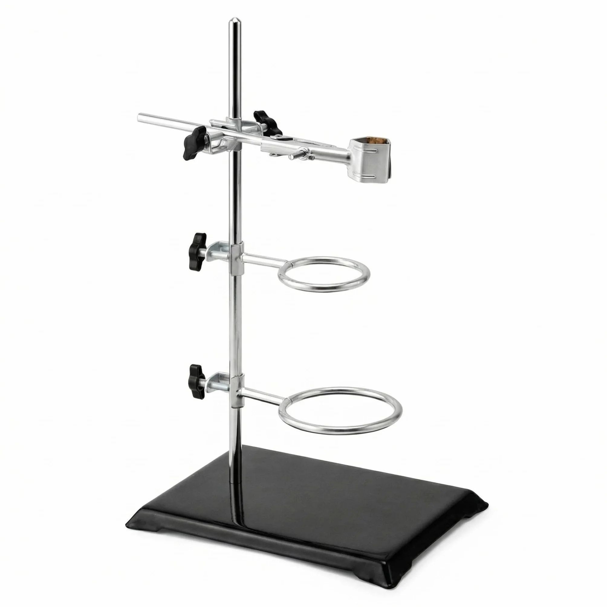 QWORK Stojak laboratoryjny 13 x 21 cm, pręt 50 cm, zaciski i mufy 5 cm/7,3 cm