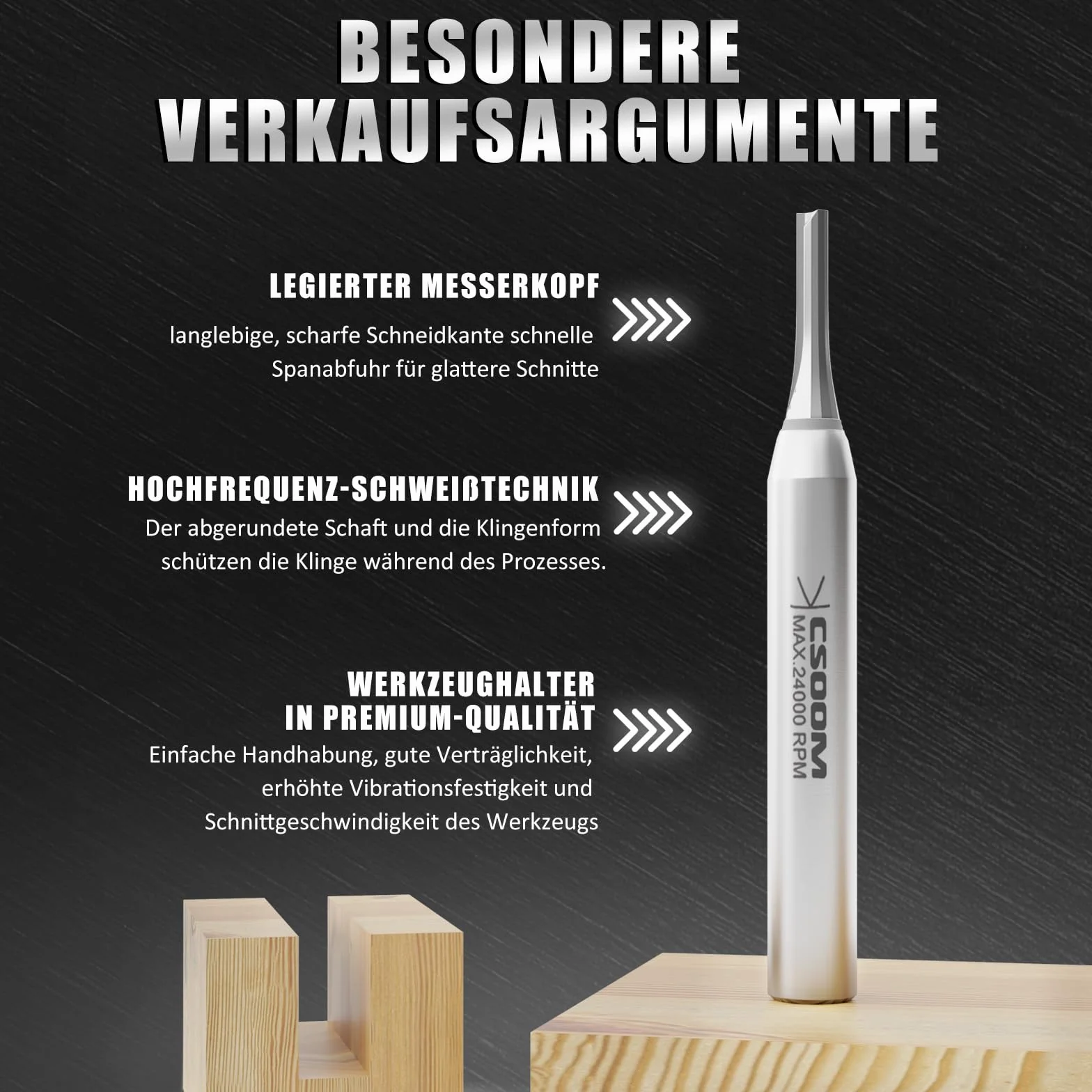 CSOOM TCT-Professional frez do rowków trzonek 8 mm, szlifierka prosta CNC, frez do drewna, nadaje się do przycinania i frezowania rowków 3 mm