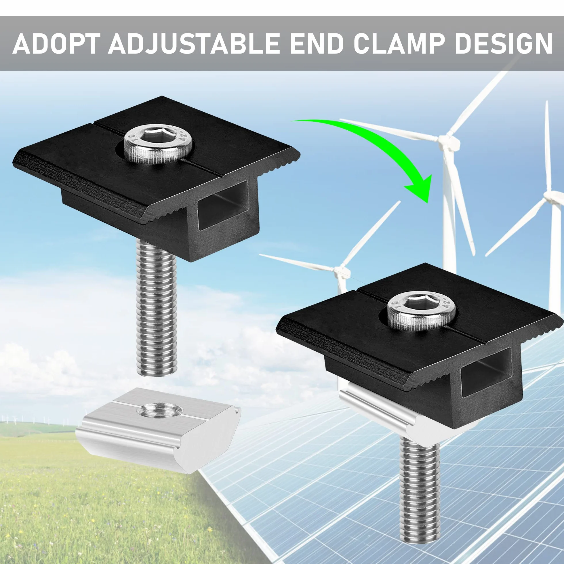 Uchwyt do modułu solarnego zacisk środkowy 30 mm czarny 10 sztuk