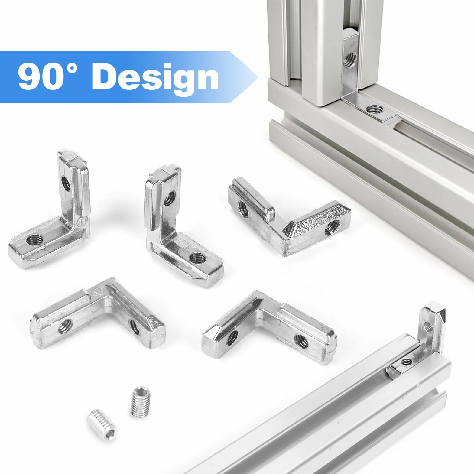 20 sztuk kątowników wewnętrznych z rowkiem T, 3030 M6 profil aluminiowy, łącznik 6 T Slot 90°, łącznik narożny wewnętrzny z 40 śrubami, profile aluminiowe, łączniki kątowe do profilu aluminiowego