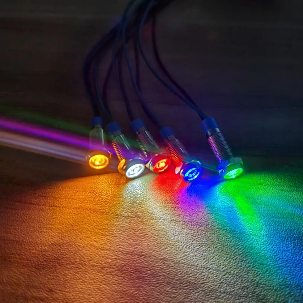 Gebildet 10 Sztuk 6mm 3V-4.5V-5V-6V-7.5V-9Vdc Oszczędność Energii Led Metalowy Wskaźnik Świetlny Wodoodporna Lampka Sygnalizacyjna Z Przewodem (Czerwony/Pomarańczowy/Niebieski/Zielony/Biały)