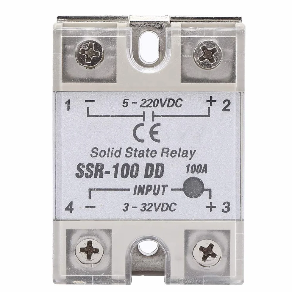 Fafeicy DC-DC SSR, Przełącznik Bezdotykowy, Przekaźnik Półprzewodnikowy 100A 5-220VDC z aluminiową płytą bazową Radiatora zapewniającą Szybkie Odprowadzanie Ciepła, montaż śrubowy