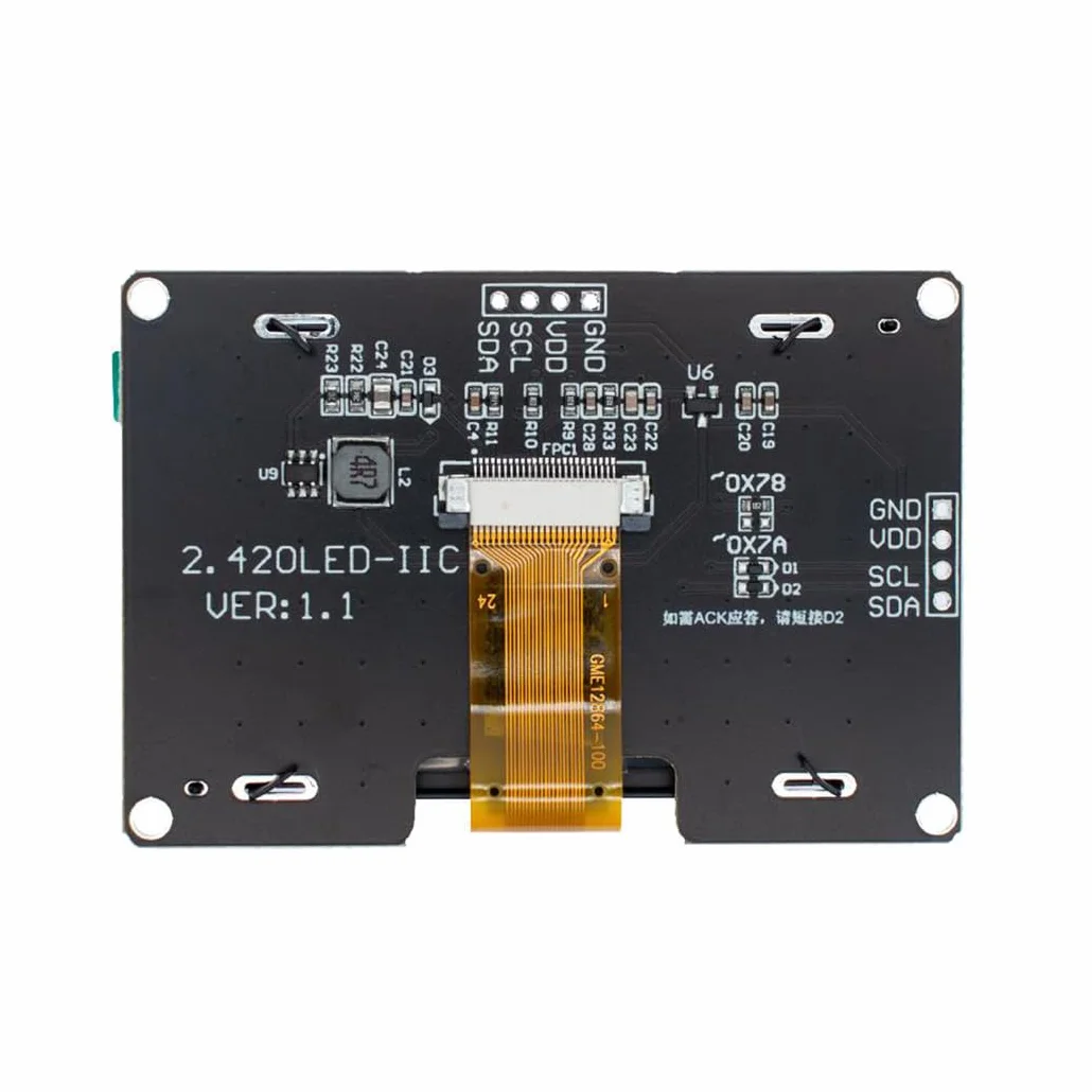 Hailege 2,42" SSD1309 128x64 Moduł wyświetlacza OLED 4-pinowy IIC biały
