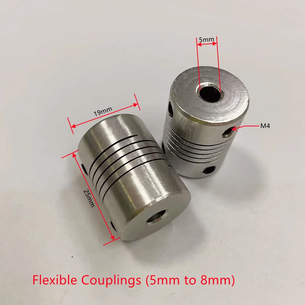 Aluminiowe elastyczne sprzęgło wału 5 mm x 8 mm OD 19 mm dł. 25 mm do silnika krokowego CNC