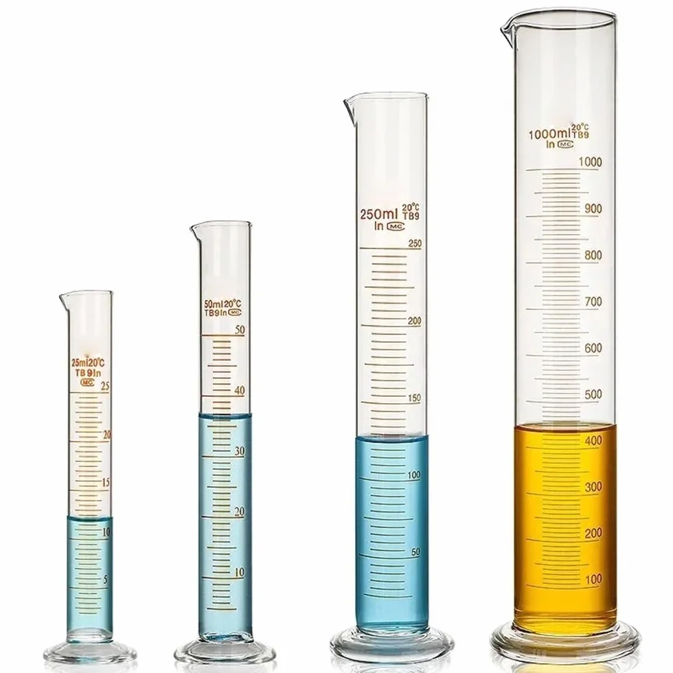 Miarka laboratoryjna 5-1000 ml, gruby szklany pojemnik laboratoryjny 50 ml
