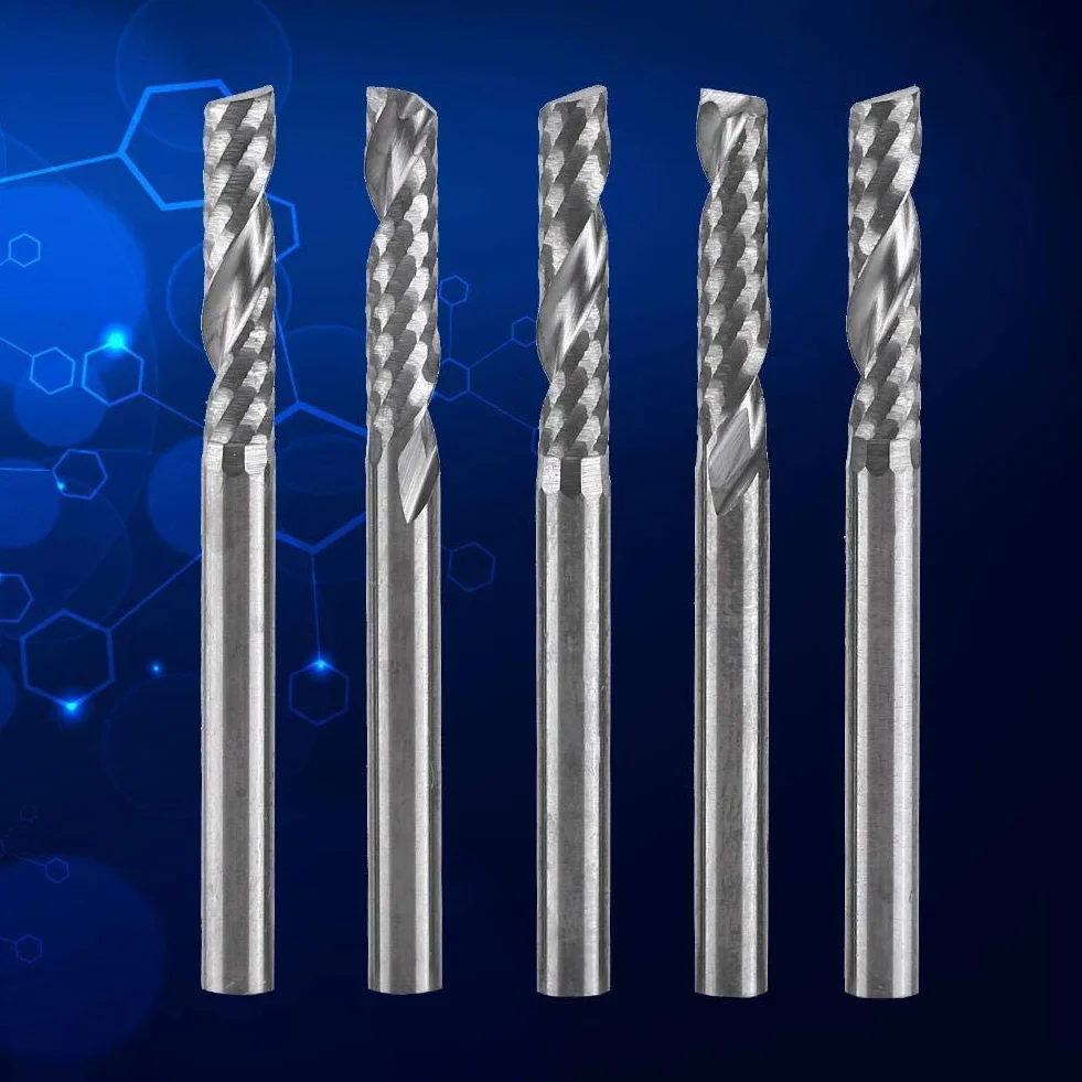 5 stücke Hartmetall Schaftfräser 3,175mm (1/8") Schaft Einzel Flöte Fräser CNC Rotary Grate Set Bit