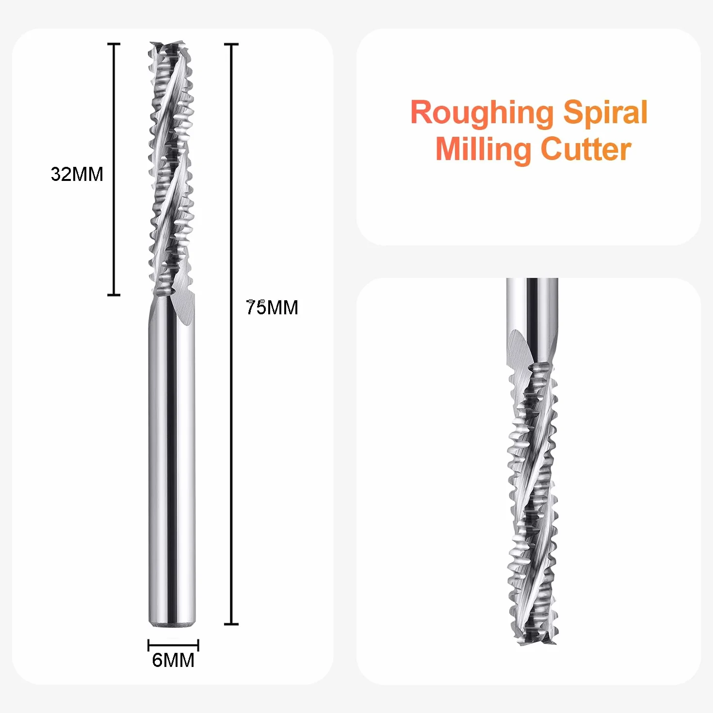 SpeTool Frez zgrubny o średnicy trzpienia 6 mm, frez z twardego metalu, frez maszynowy CNC