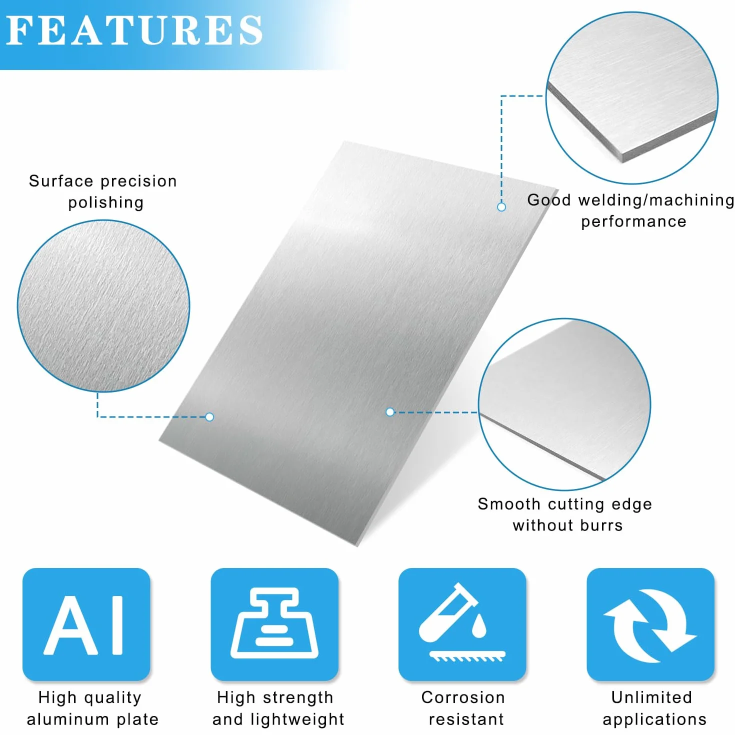 Blacha aluminiowa 0,5 mm, 8 sztuk, 30 x 20 cm, płyta aluminiowa z folią ochronną, blacha aluminiowa, do modelarstwa, DIY, przemysłu, poddawania obróbce cieplnej i prostokątnej
