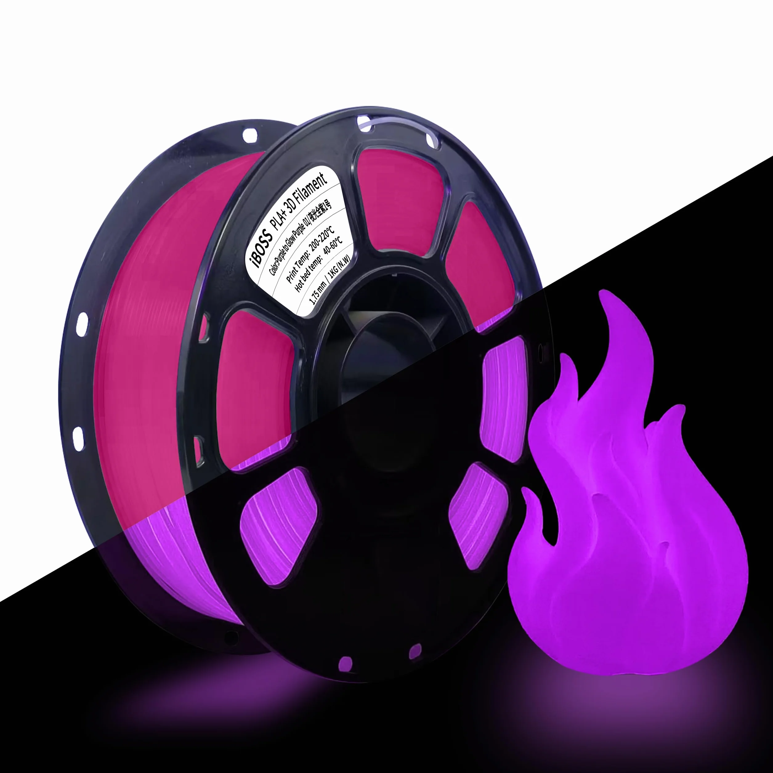 iBOSS PLA+ Filament PLA PLUS, drukarka 3D Filament PLUS, dokładność wymiarowa 1,75 mm +/- 0,02 mm, 1 kg, 2,2 funta, jasny fioletowy