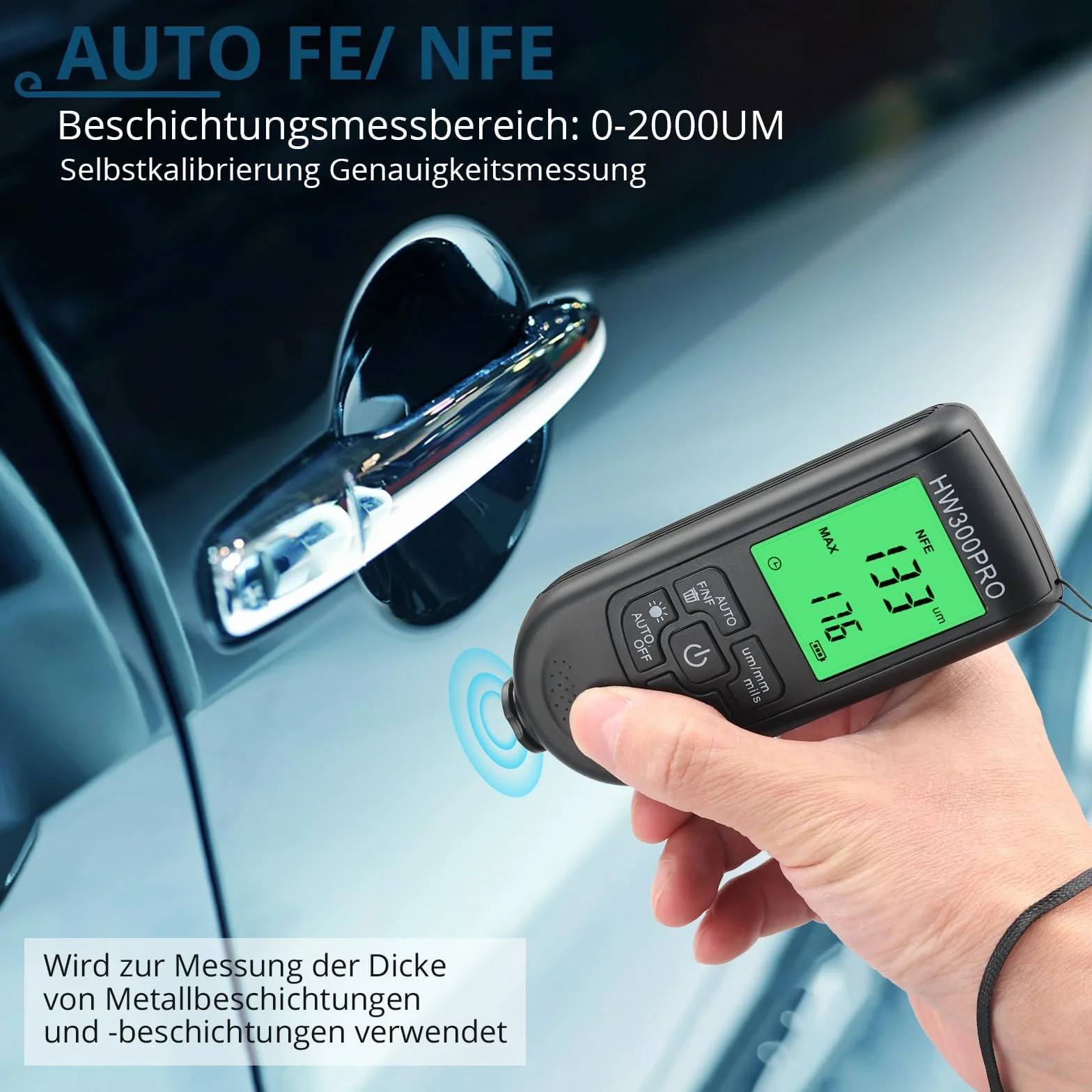miernik grubości powłoki miernik grubości powłoki lakierniczej miernik farby automatyczny zakres pomiarowy 0 do 2000um z wyświetlaczem LCD Fe i NF