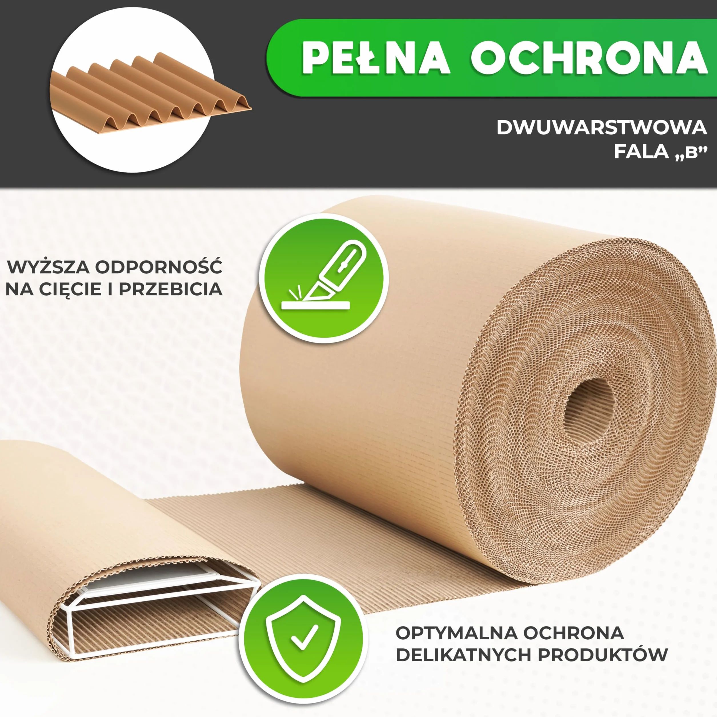 V1 TRADE Rolka tektury falistej 40 cm x 10 m 190 g/m2 materiał opakowaniowy