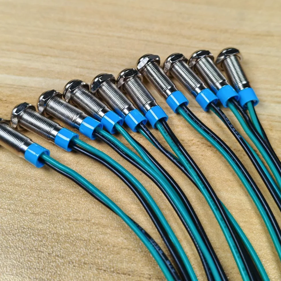 Gebildet 10 Sztuk 6mm 3V-4.5V-5V-6V-7.5V-9Vdc Oszczędność Energii Led Metalowy Wskaźnik Świetlny Wodoodporna Lampka Sygnalizacyjna Z Przewodem (Czerwony/Pomarańczowy/Niebieski/Zielony/Biały)