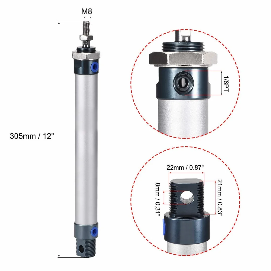 XYWHPGV Pneumatyczny cylinder pneumatyczny MAL20 X 175,20 mm Otwór 175 mm Stoke M8, pojedynczy pręt Double Action(1ede7 7d02d 3d50a 651ca 425db fd5e5