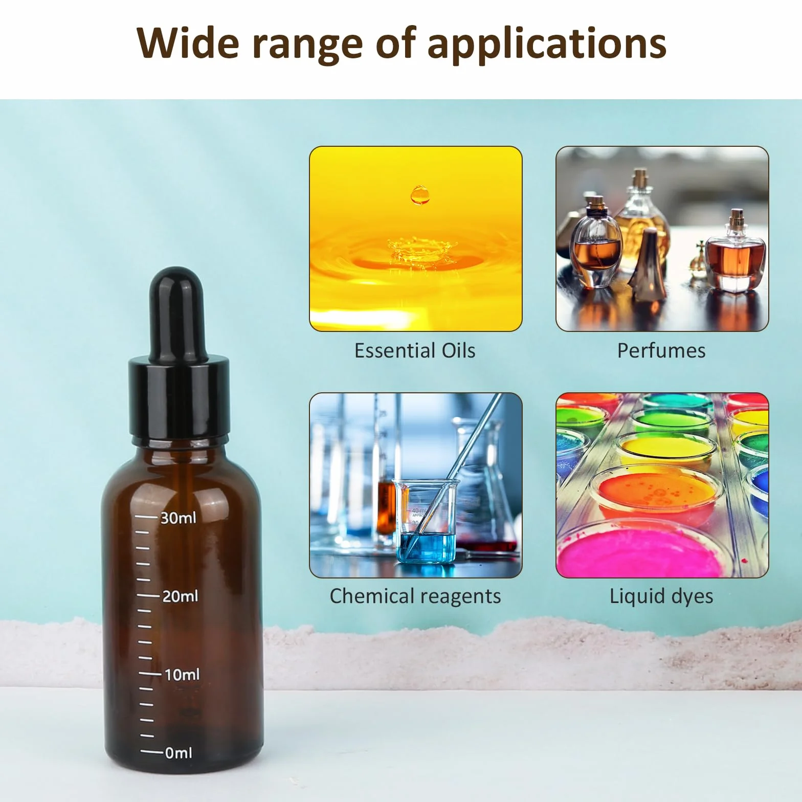 8 butelek z pipetą 30 ml, butelki z brązowego szkła, butelka apteczna, z pipetą do olejków eterycznych, olejków perfumowanych, aromaterapii (30 ml – 8)