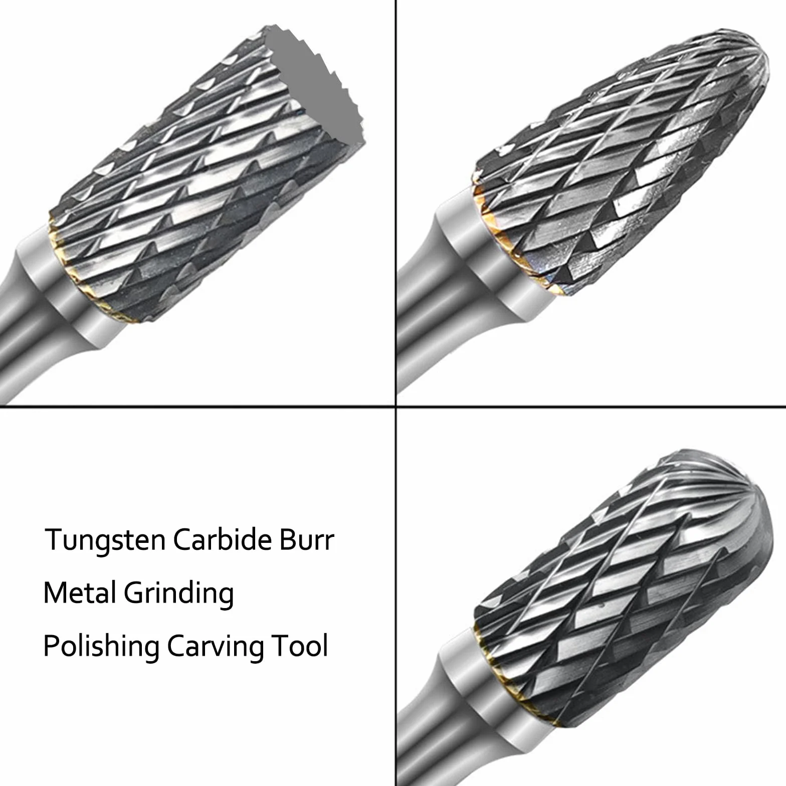 ASNOMY 1 sztuka frez ze stali wolframowej z twardego metalu zestaw z głowicą obrotową do szlifowania plików 6 x 12 mm do wiercenia metalu polerskiego - A