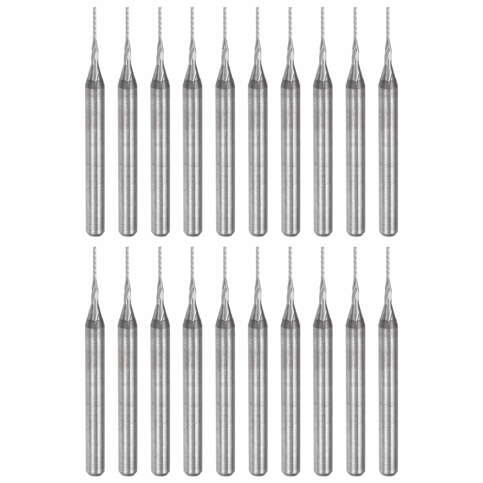 QUARKZMAN 20 sztuk bitów frez 0,6 mm wiertła CNC z litego twardego metalu frez do rzeźbienia w drewnie frez płytka drukowana PCB, 1/8" prosty trzonek
