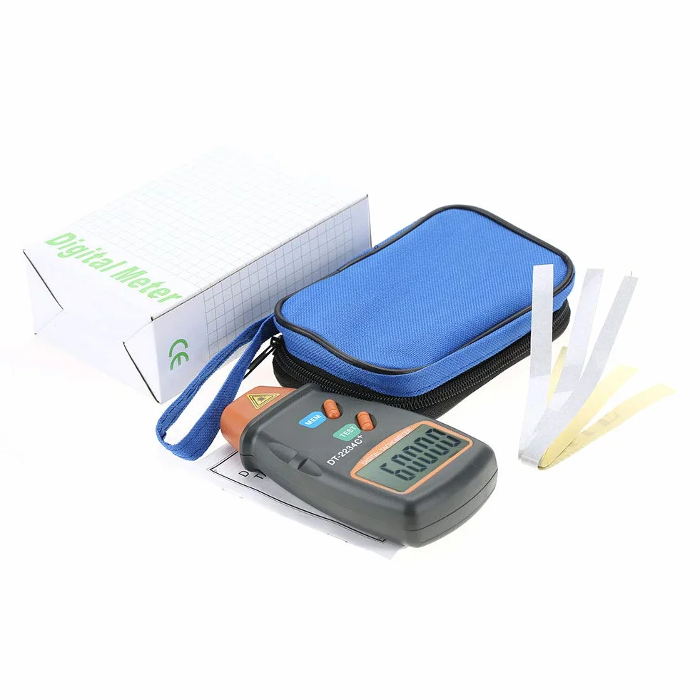 Qiilu Cyfrowy tachometr odblaskowy DT-2234C LCD bezstykowy tester minilomierza