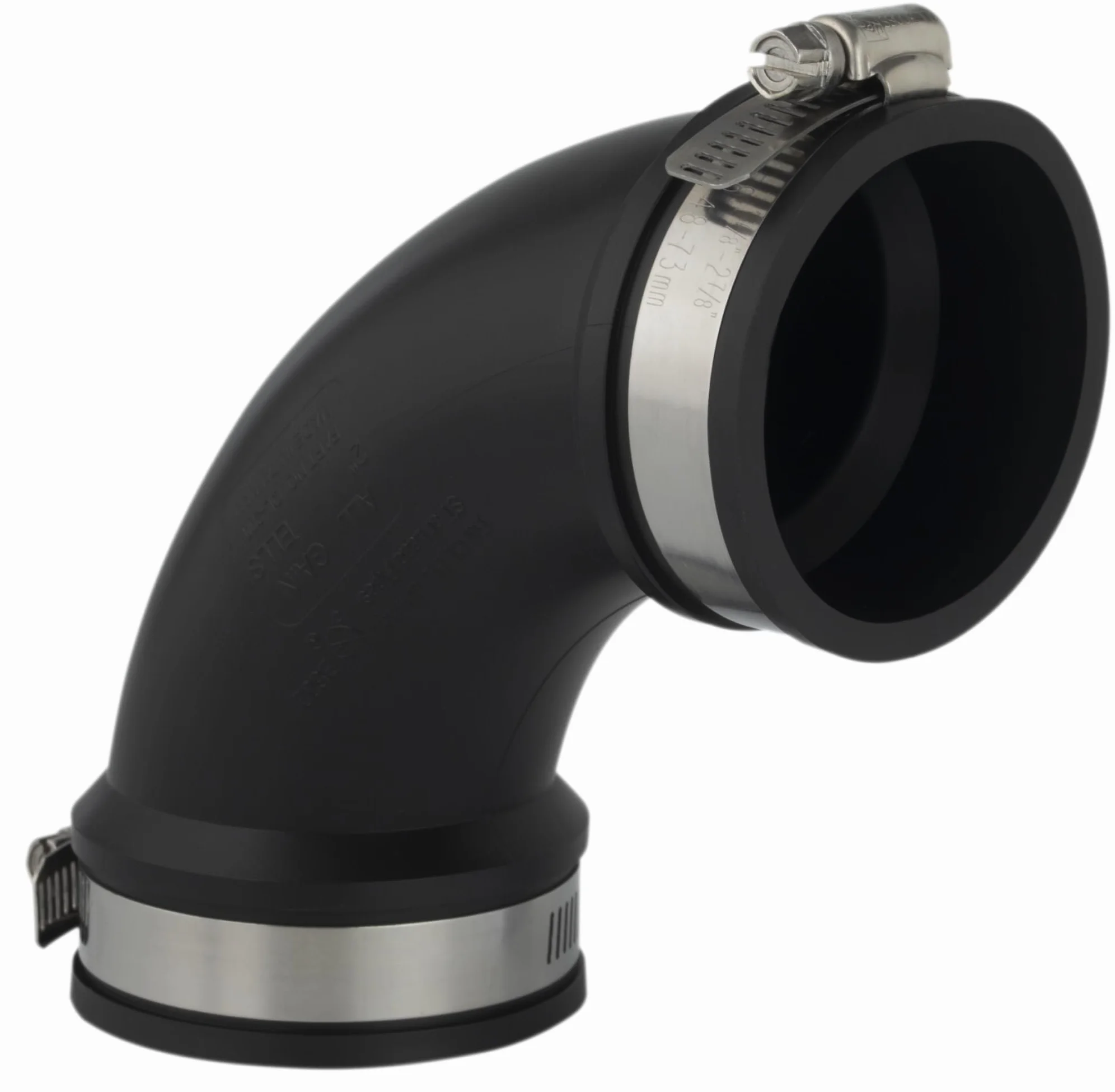 AquaForte Elastomer PCW, elastyczny łuk, 90 stopni, Ø 63 mm (zakres zaciskania 63 – 57 mm), bardzo elastyczny