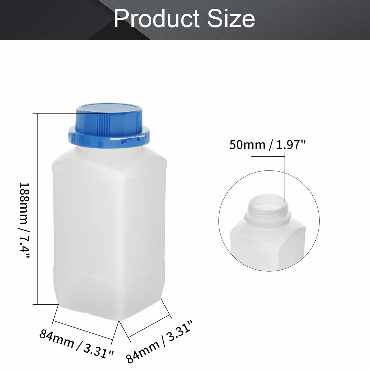 Othmro Plastikowe butelki o pojemności 970 ml, laboratoryjne butelki na odczynniki chemiczne, 1000 ml, szeroki otwór, płynne solidne kwadratowe butelki, pojemnik do przechowywania próbek,