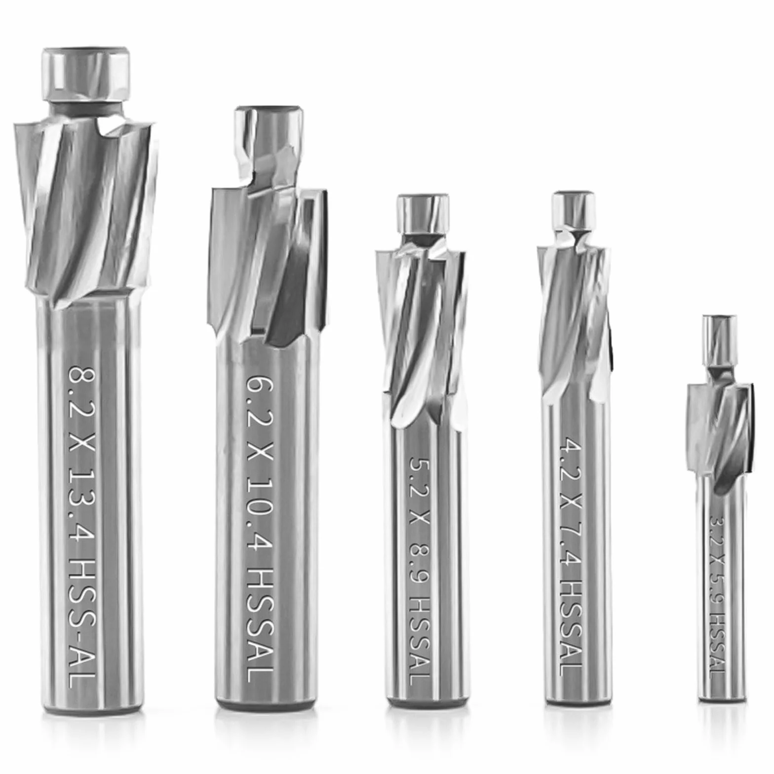 M3 M4 M5 M6 M8 Pogłębiacz do metalu 5 sztuk, HSS-AL 4 frezy frezarka końcowa frezarka, profesjonalne wiercenie rowkowe, wiertło do miedzi, aluminium, stali, żeliwa