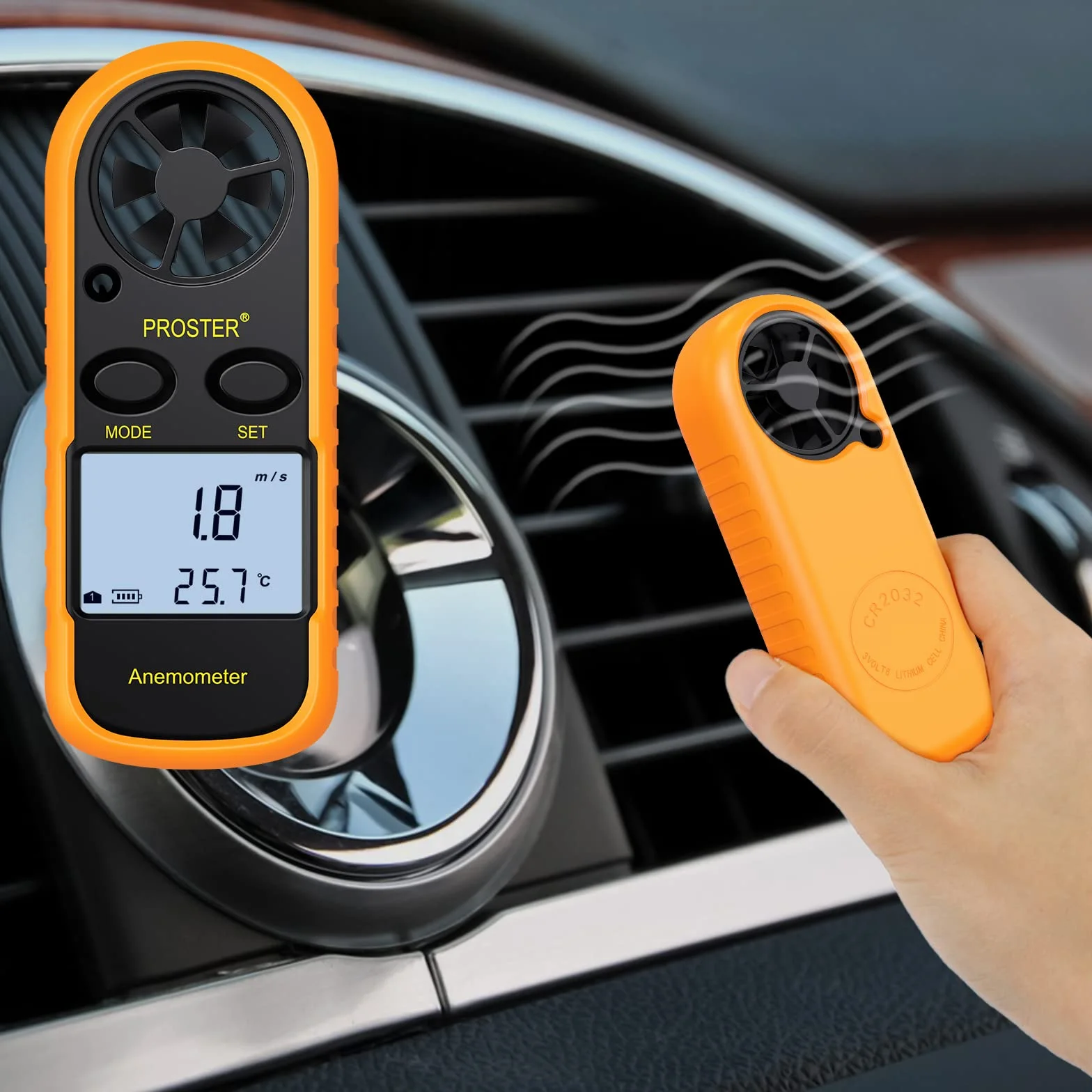 Proster Anemometr cyfrowy wyświetlacz LCD termometr prędkości wiatru powietrza z podświetleniem do żeglarstwa, latawiec, surfing, morski, wędkowanie itp