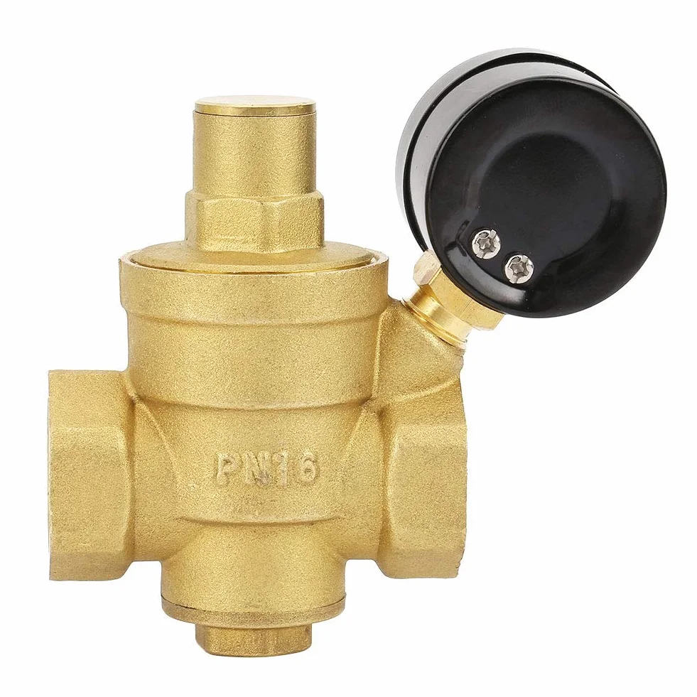 Zawór zmniejszający ciśnienie, DN20 3/4" mosiężny zawór zmniejszający ciśnienie wody 3/4" regulowany regulator ciśnienia wody gwint zaworu z miernikiem manometru