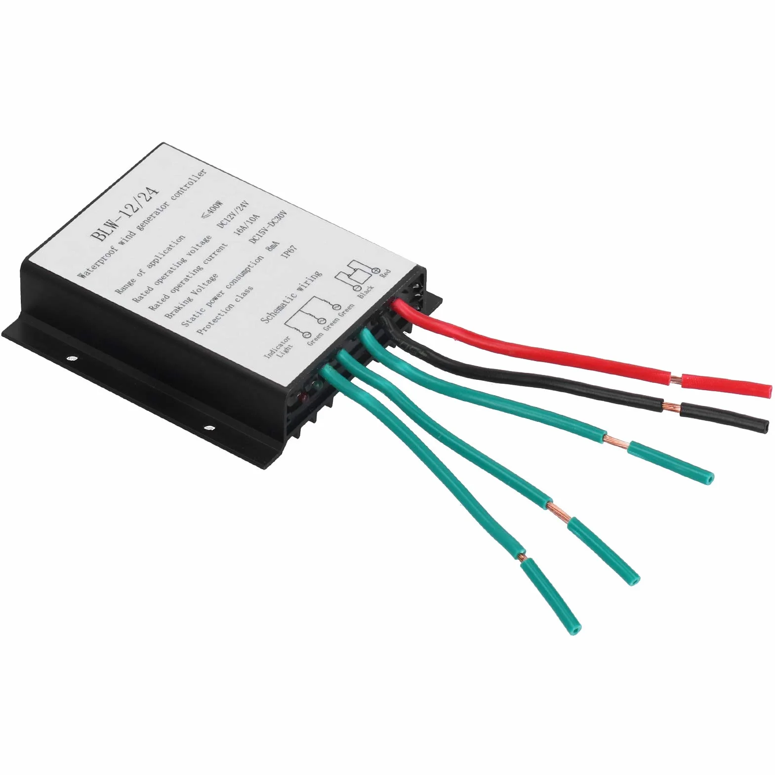 Sterownik Generatora Turbiny Wiatrowej, Wodoodporny IP67 DC12-24V Automatyczny Sterownik BLW‑12/24 400W Regulator ładowania Akumulatora