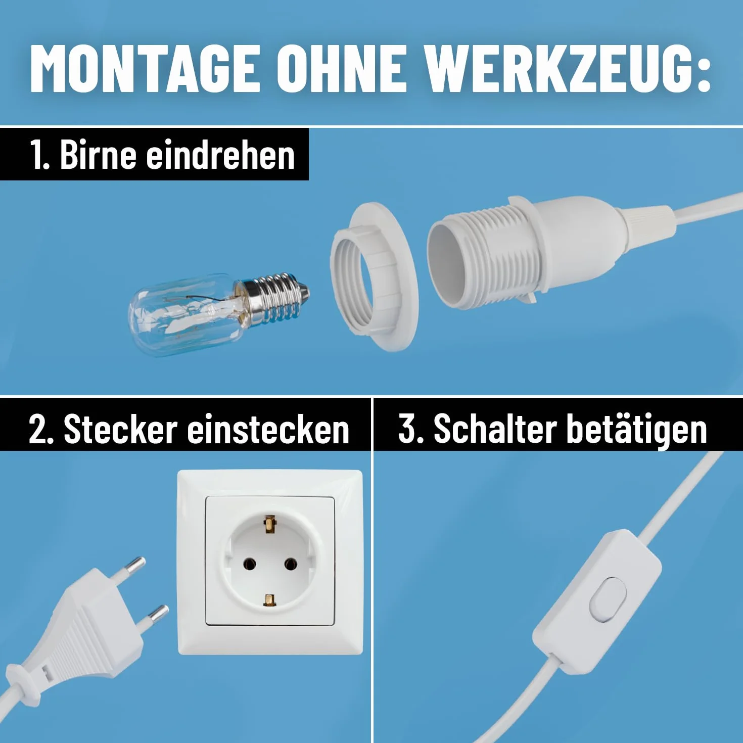 Oprawka lampy E14 z kablem i przełącznikiem biała 3,5 m 60 W 250 V PCW