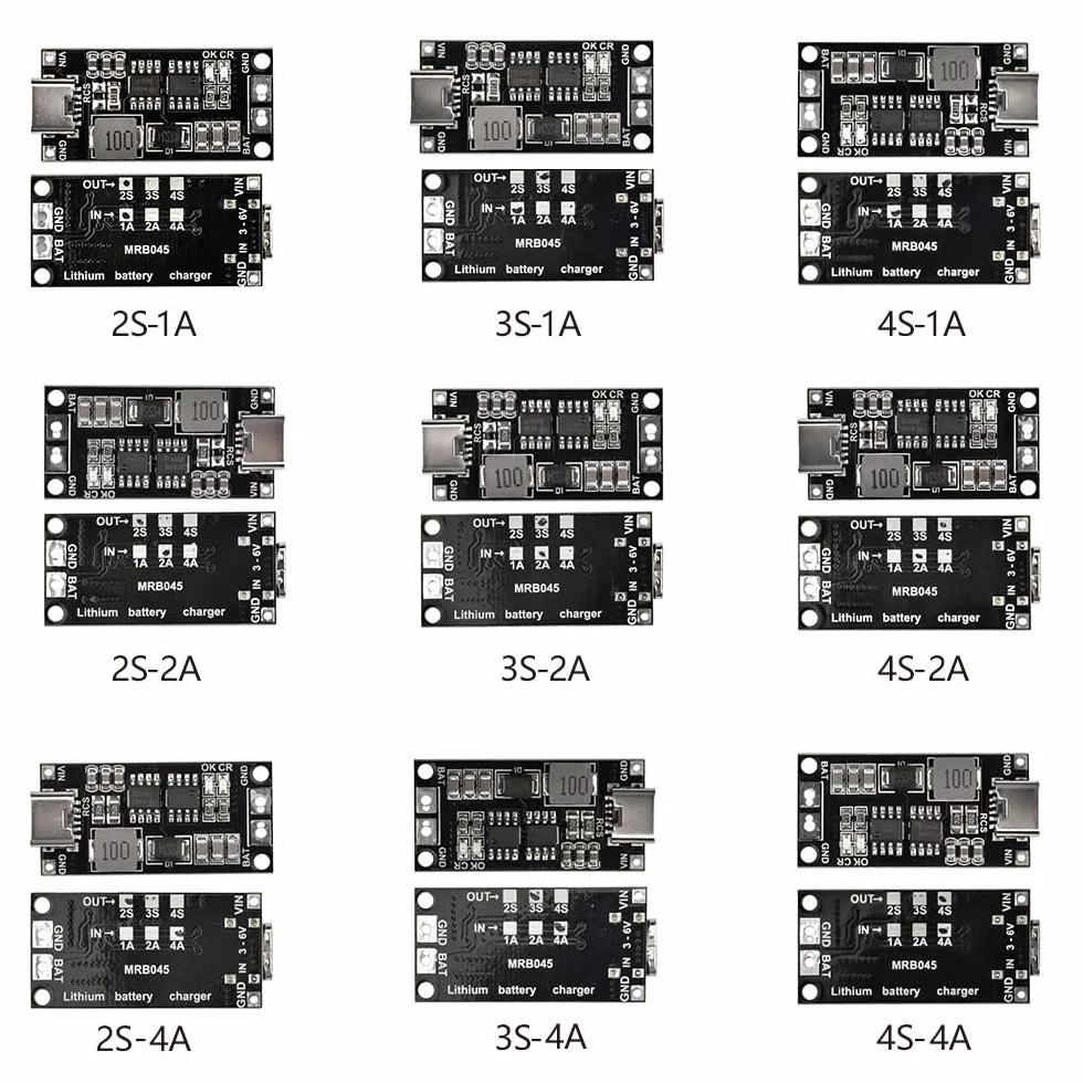 Adeept Typ C BMS 2S 2A 18650 21700 3,7 V płyta ładowania baterii litowej Step-Up Boost Li-Po polimerowa USB C do 8,4 V (2 szt.)