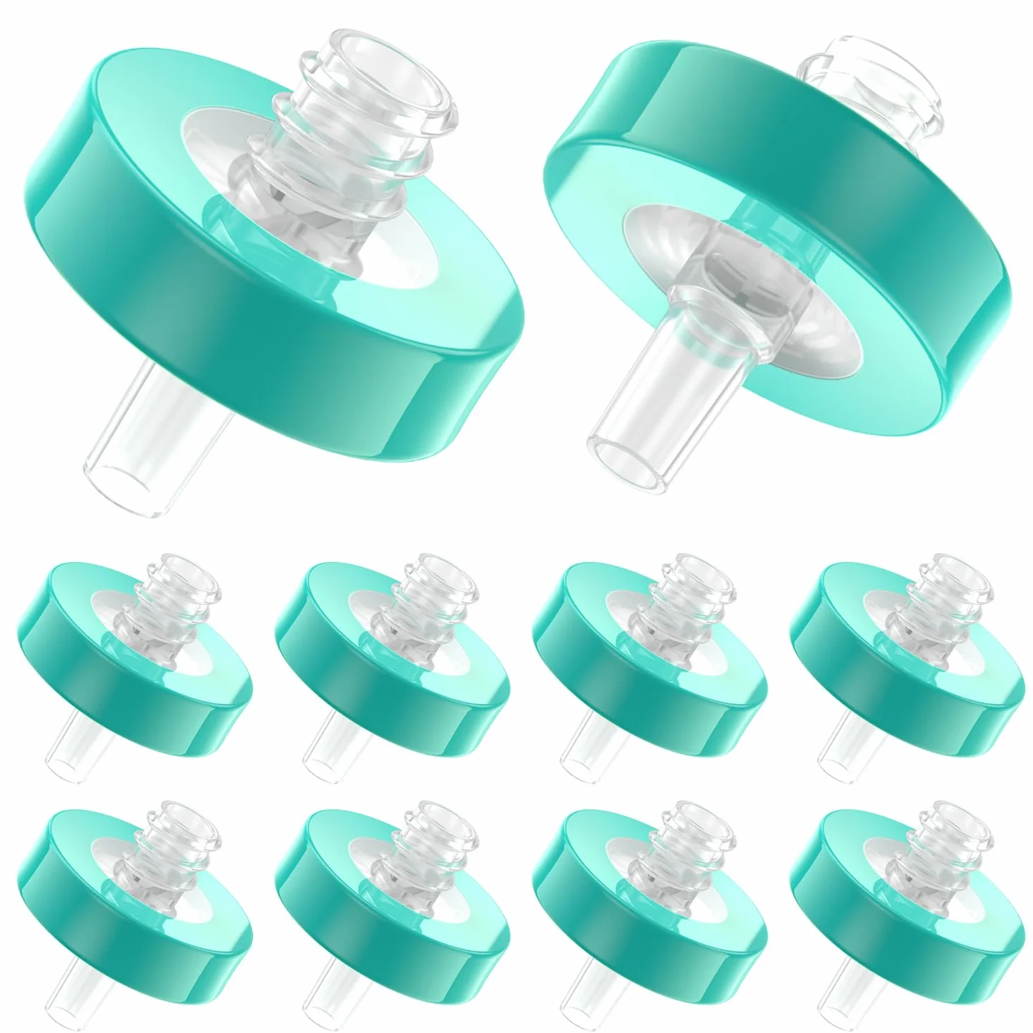 Opakowanie 10 filtrów strzykawkowych PTFE 0,22 μm, filtry laboratoryjne wielkości porów, filtracja hydrofobowa o średnicy 13 mm, niesterylna (10, PTFE-13-0,22)