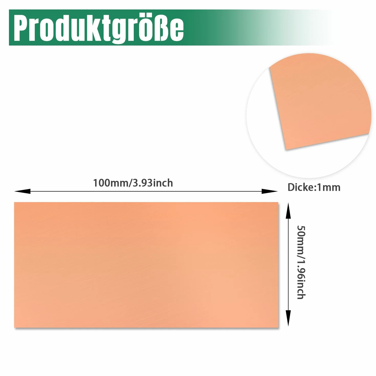 Blacha miedziana, płyta miedziana 50 mm x 100 mm x 1 mm, 99,9% czysta płyta miedziana dla majsterkowiczów, biżuterii, elektryki, naprawy, przemysłu (2 sztuki)