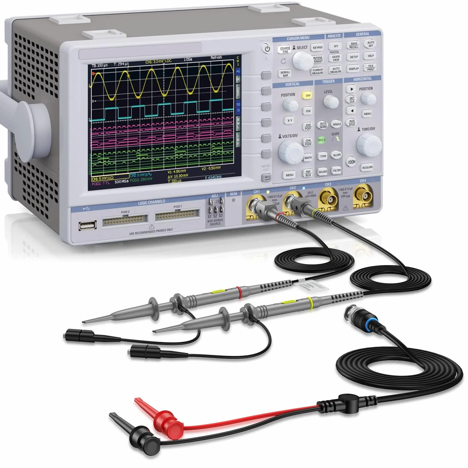 AUTOUTLET 2 zestawy P6100 sondy oscyloskopowe 100MHz z zaciskowanymi sondami BNC do Minigrabber zestaw przewodów testowych 10:1 i 1:1 przełączalna szerokość pasma