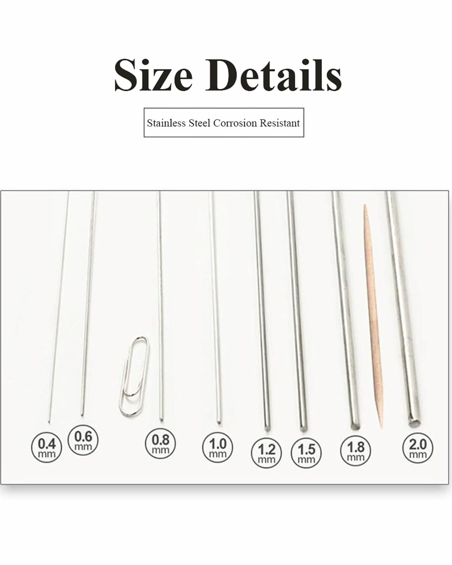 Zestaw 50CM drutu sprężynowego ze stali nierdzewnej - 20 szt. prostego twardego drutu do projektów DIY, biżuterii metalowej i nie tylko(1.0mm)