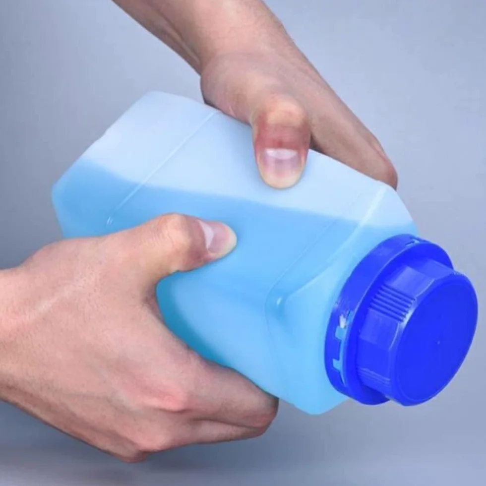 Othmro Plastikowe butelki o pojemności 970 ml, laboratoryjne butelki na odczynniki chemiczne, 1000 ml, szeroki otwór, płynne solidne kwadratowe butelki, pojemnik do przechowywania próbek,